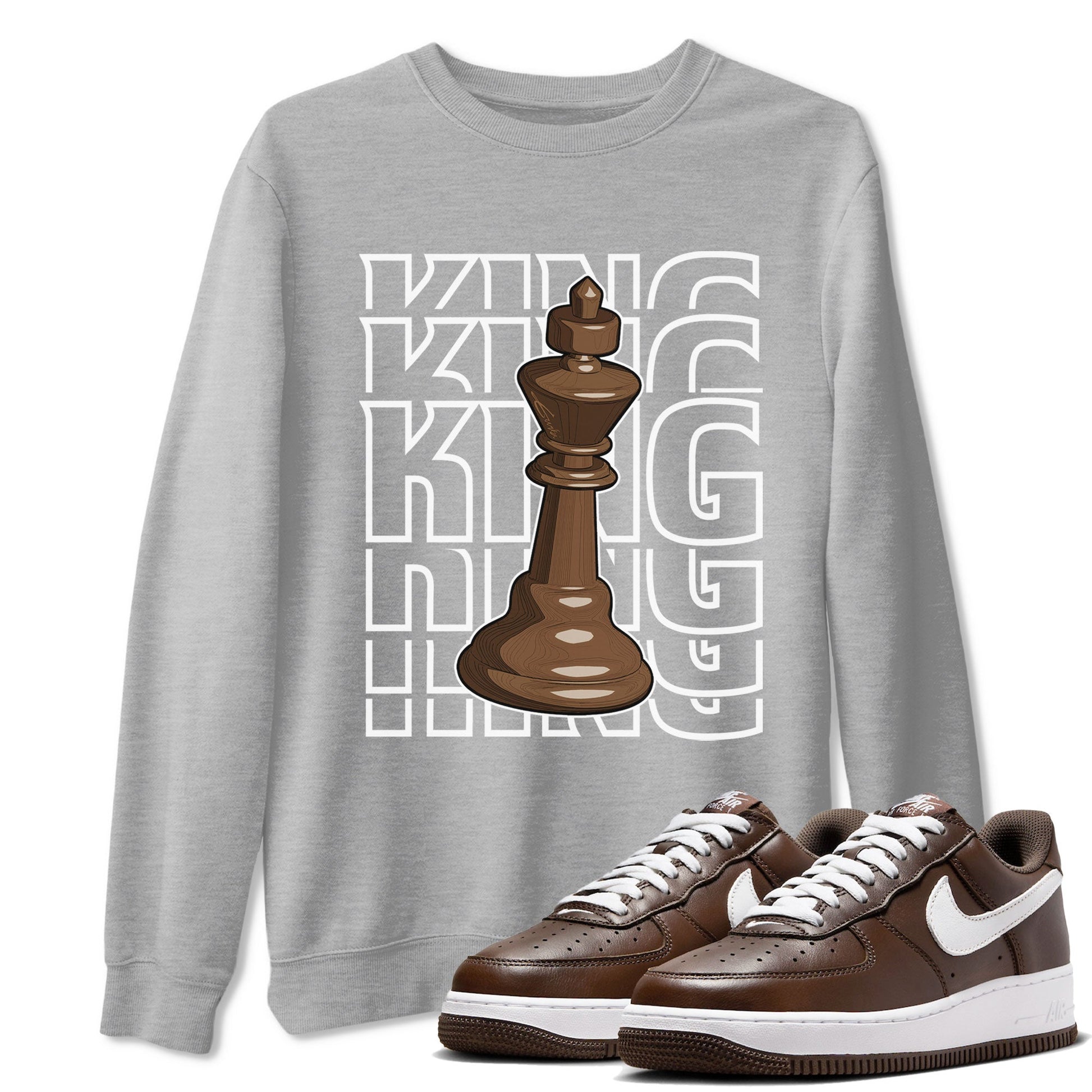 AF1 Chocolate shirt to match jordans King sneaker tees Air Force 1 Chocolate SNRT Sneaker Release Tees Cotton Sneaker Tee Heather Grey 1 T-Shirt