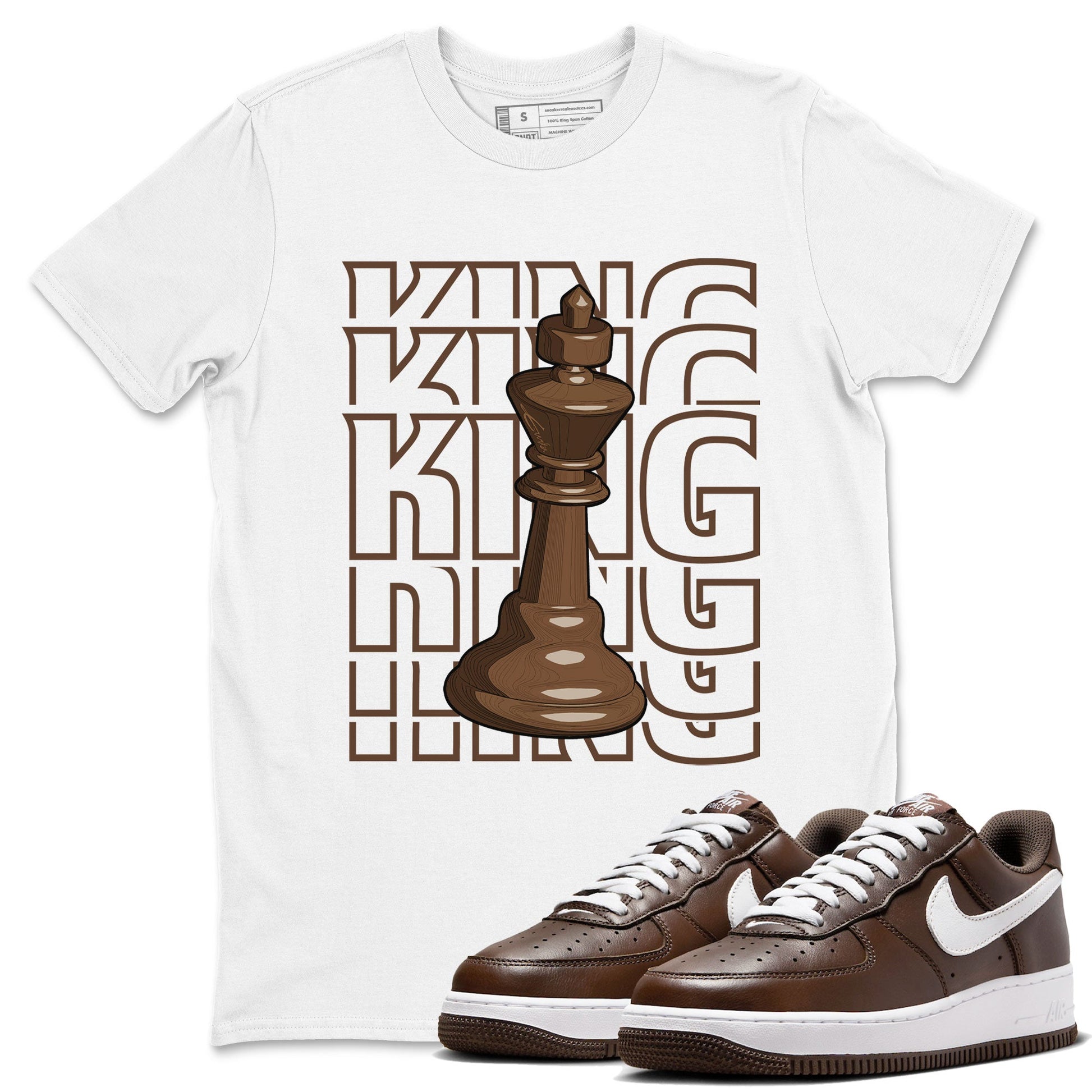 AF1 Chocolate shirt to match jordans King sneaker tees Air Force 1 Chocolate SNRT Sneaker Release Tees Cotton Sneaker Tee White 1 T-Shirt