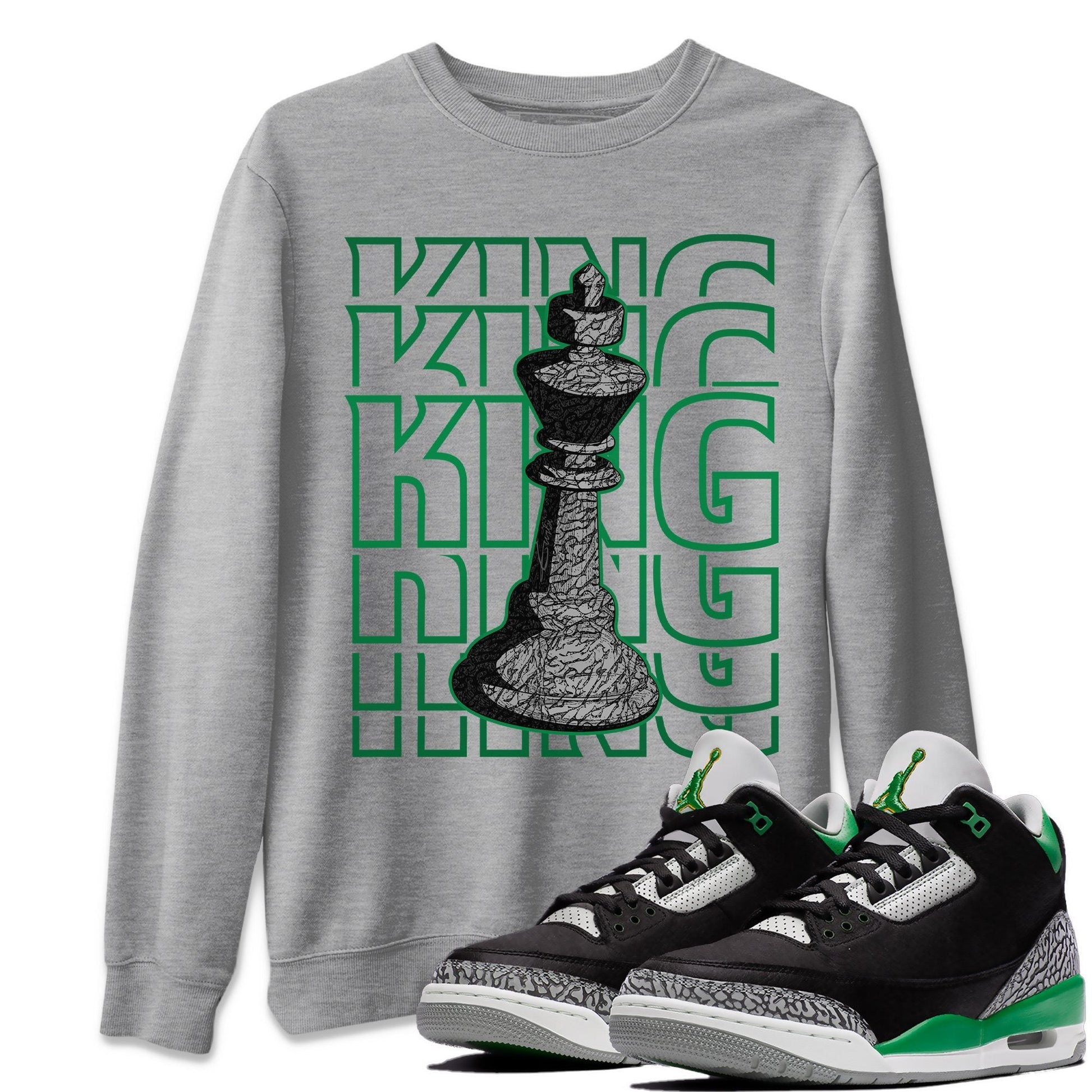 Jordan 3 Pine Green Sneaker Match Tees King Sneaker Tees Jordan 3 Pine Green Sneaker Release Tees Unisex Shirts