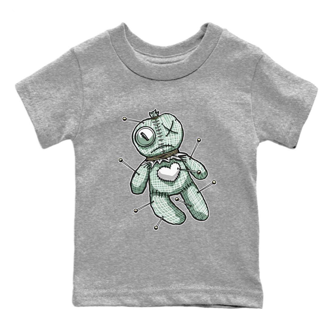 Dunk Mica Green unique Halloween sneaker tee Linen Voodoo Doll Sneaker Tees Dunk Low Mica Green Sneaker Release Tees Kids Shirts Heather Grey 2