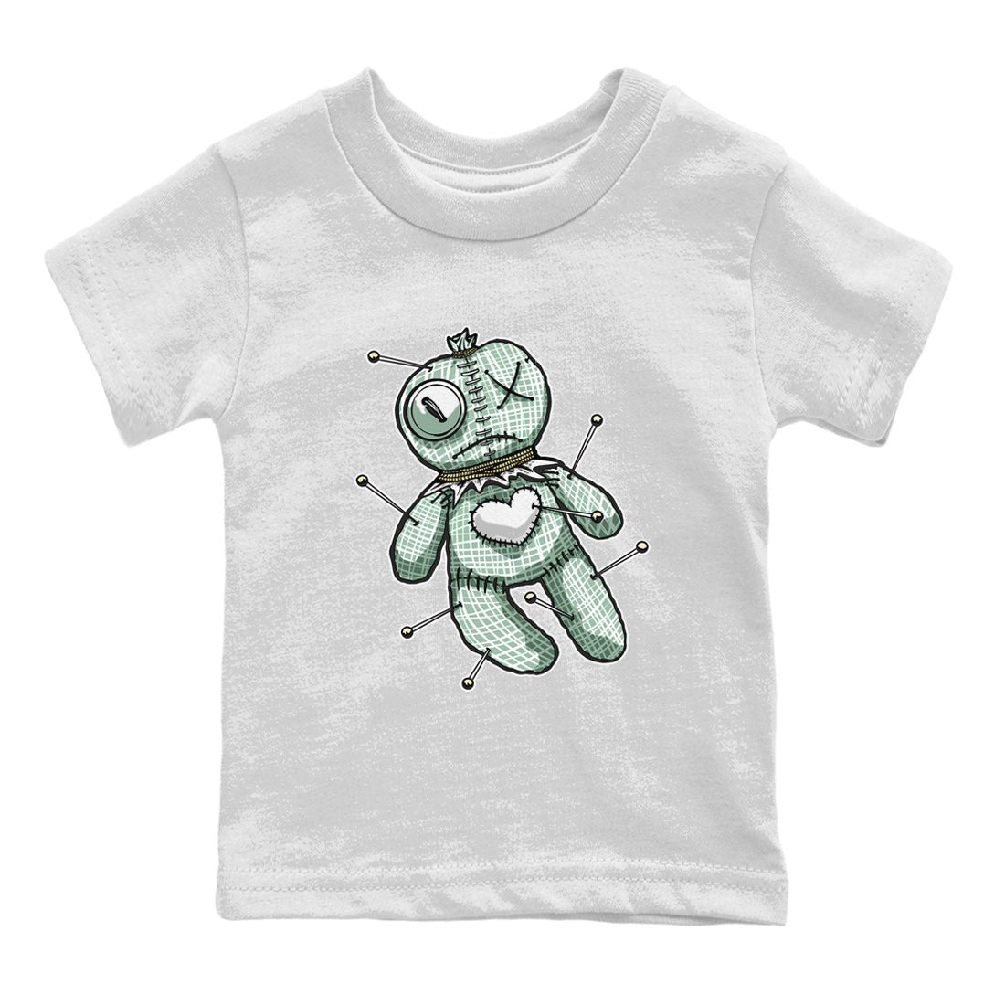 Dunk Mica Green unique Halloween sneaker tee Linen Voodoo Doll Sneaker Tees Dunk Low Mica Green Sneaker Release Tees Kids Shirts White 2
