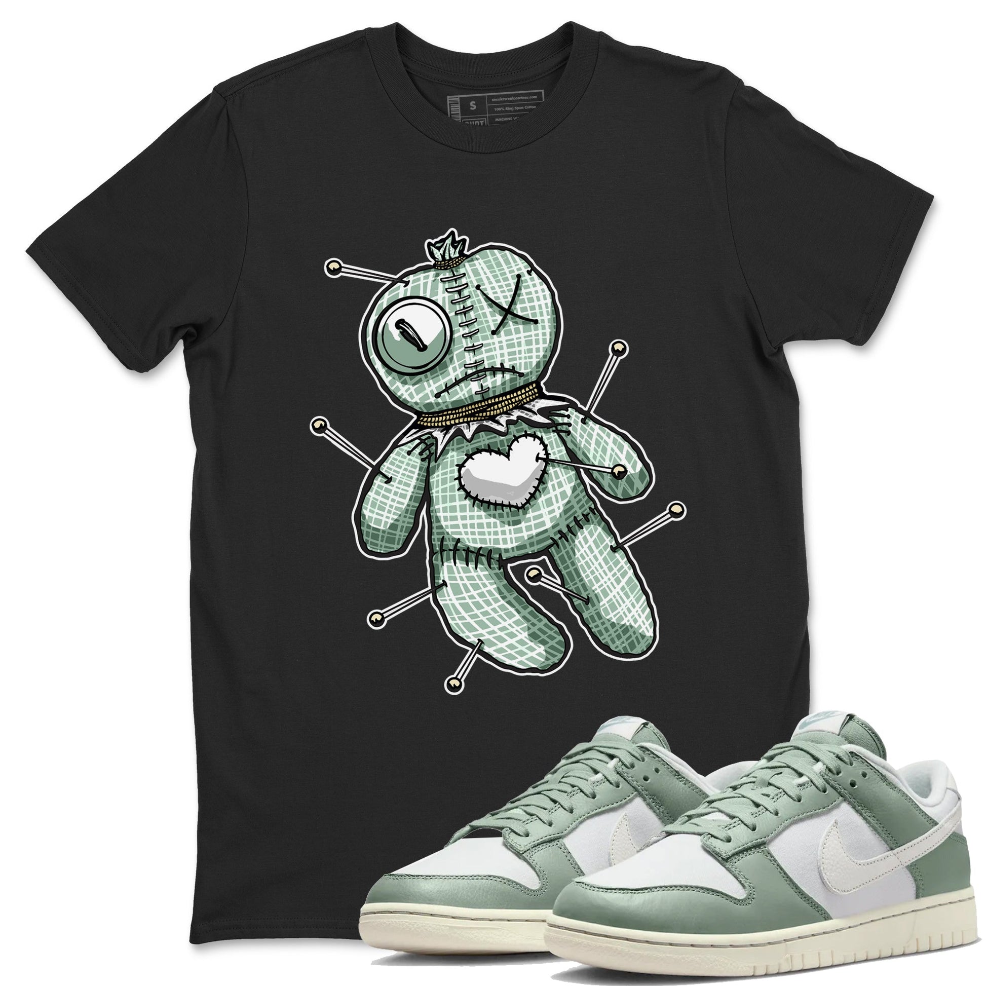 Dunk Mica Green unique Halloween sneaker tee Linen Voodoo Doll Sneaker Tees Dunk Low Mica Green Sneaker Release Tees Unisex Shirts Black 1