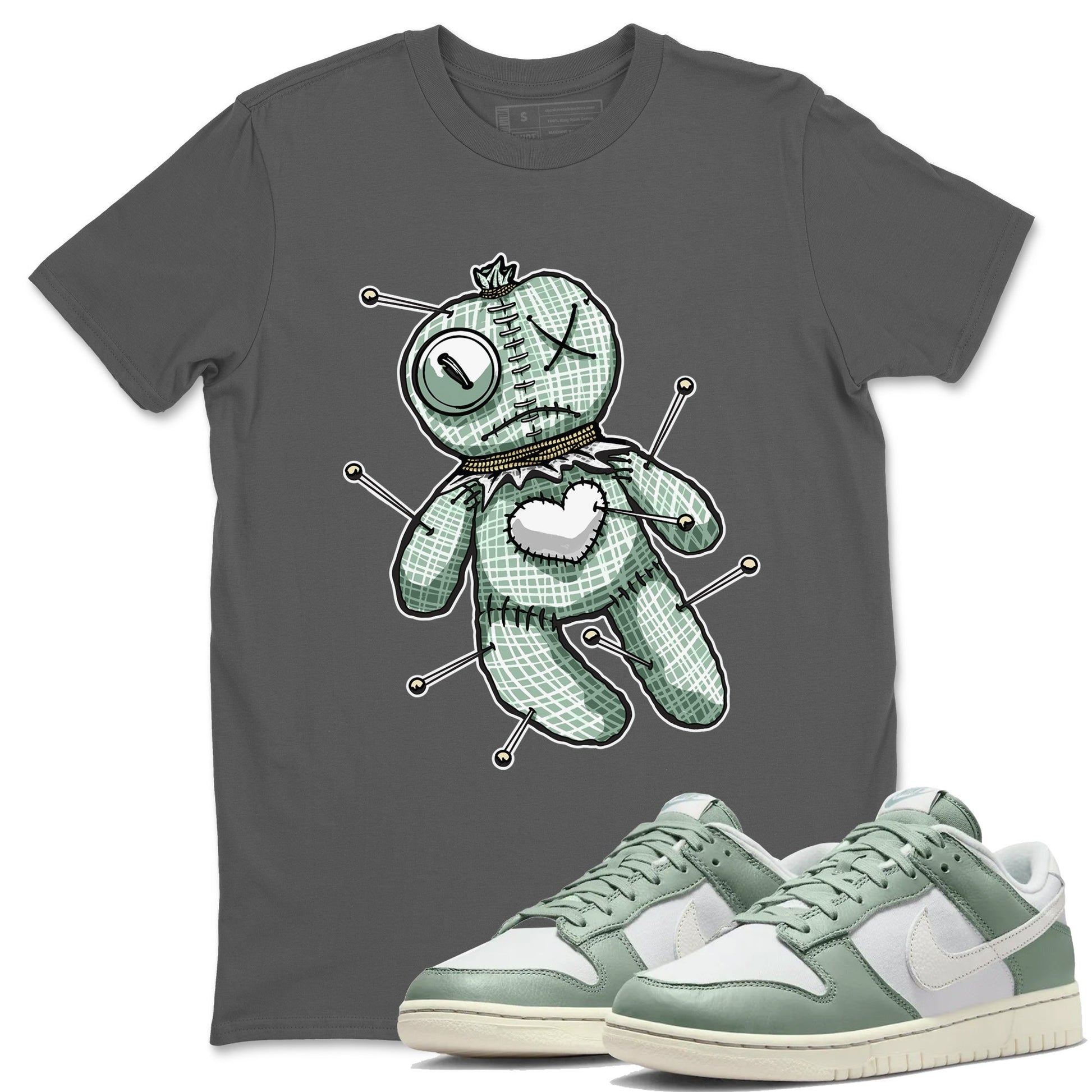 Dunk Mica Green unique Halloween sneaker tee Linen Voodoo Doll Sneaker Tees Dunk Low Mica Green Sneaker Release Tees Unisex Shirts Cool Grey 1