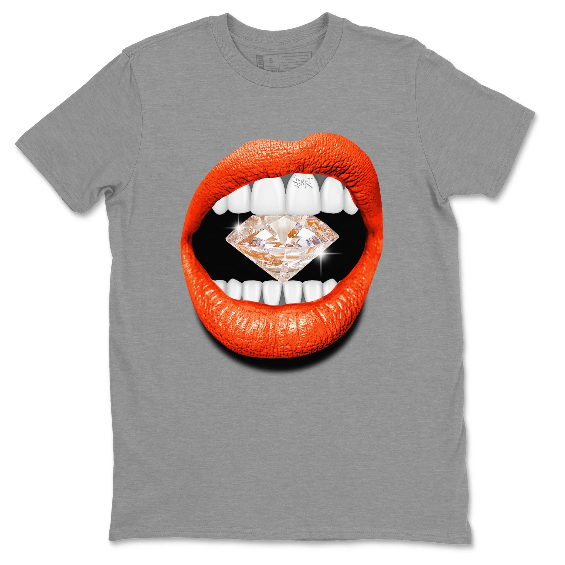 Air Jordan 12 Brilliant Orange Sneaker Match Tees Lips Diamond Sneaker Tees Air Jordan 12 WMNS Brilliant Orange Tees Unisex Shirts Heather Grey 2