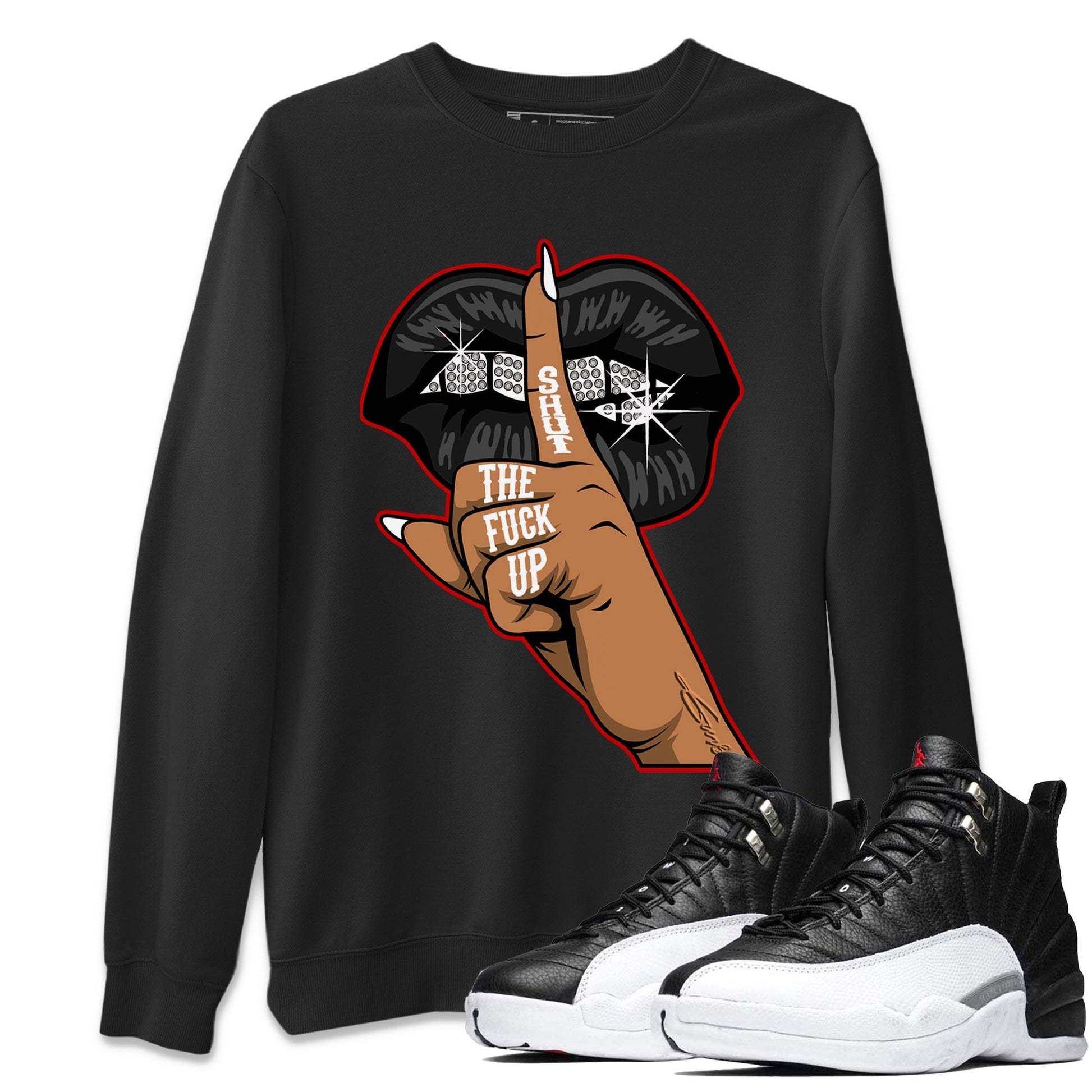 Jordan 12 Playoffs Sneaker Match Tees Lips Hand Sneaker Tees Jordan 12 Playoffs Sneaker Release Tees Unisex Shirts