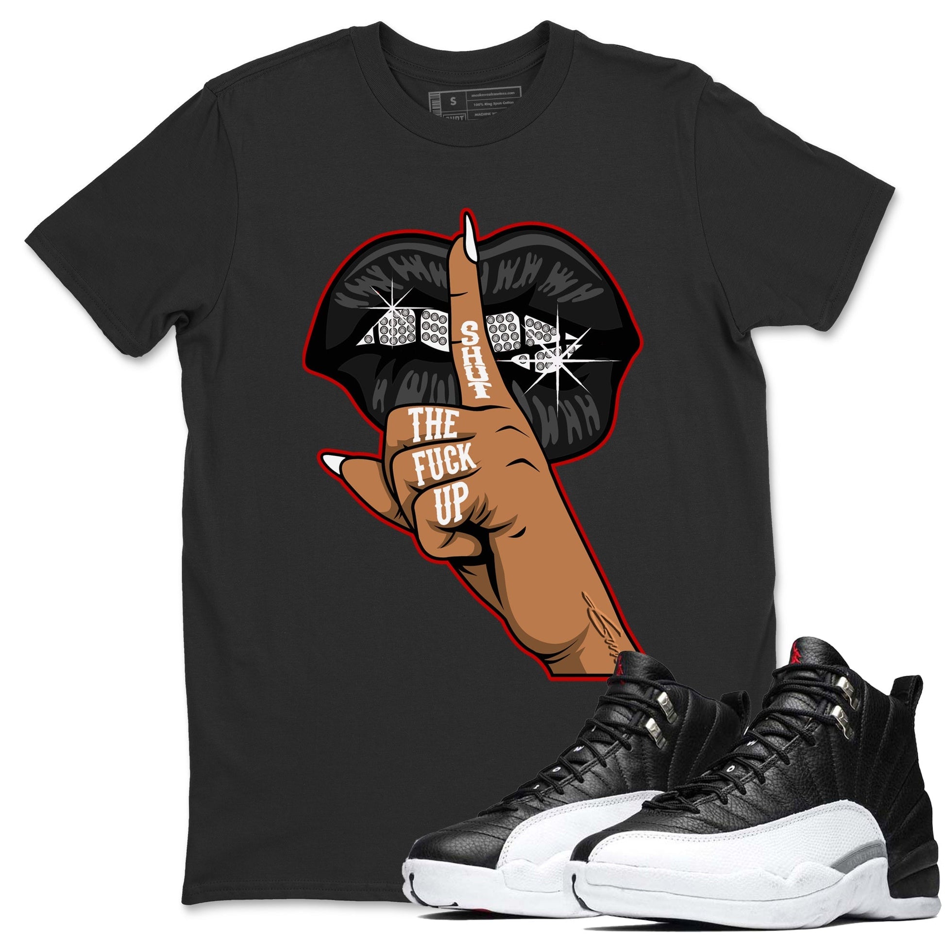 Jordan 12 Playoffs Sneaker Match Tees Lips Hand Sneaker Tees Jordan 12 Playoffs Sneaker Release Tees Unisex Shirts