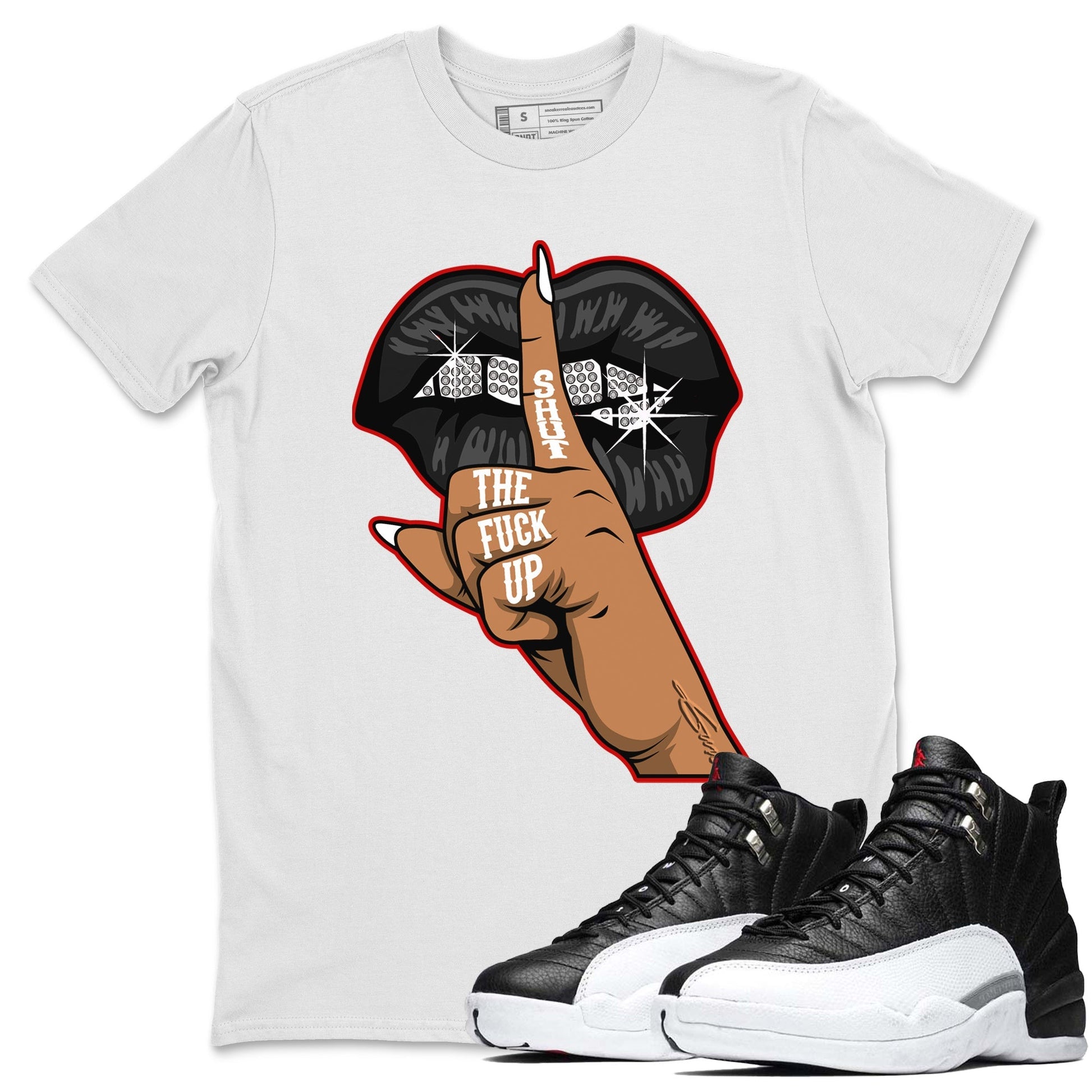Jordan 12 Playoffs Sneaker Match Tees Lips Hand Sneaker Tees Jordan 12 Playoffs Sneaker Release Tees Unisex Shirts