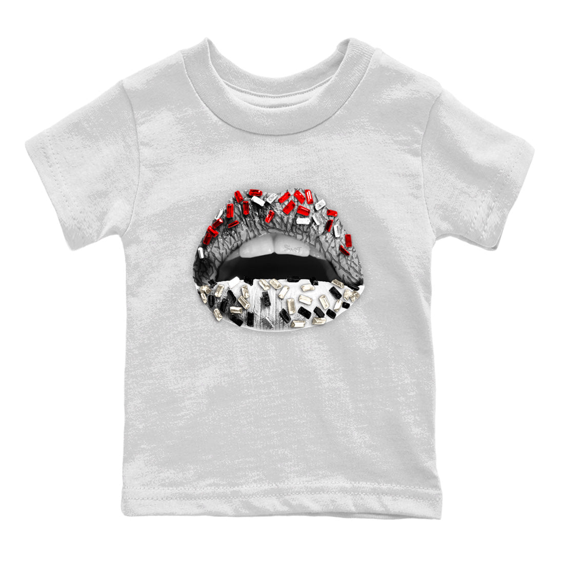 Air Jordan 3 White Cement Sneaker Match Tees Lips Jewel Sneaker Tees Air Jordan 3 Retro White Cement Sneaker Release Tees Kids Shirts White 2