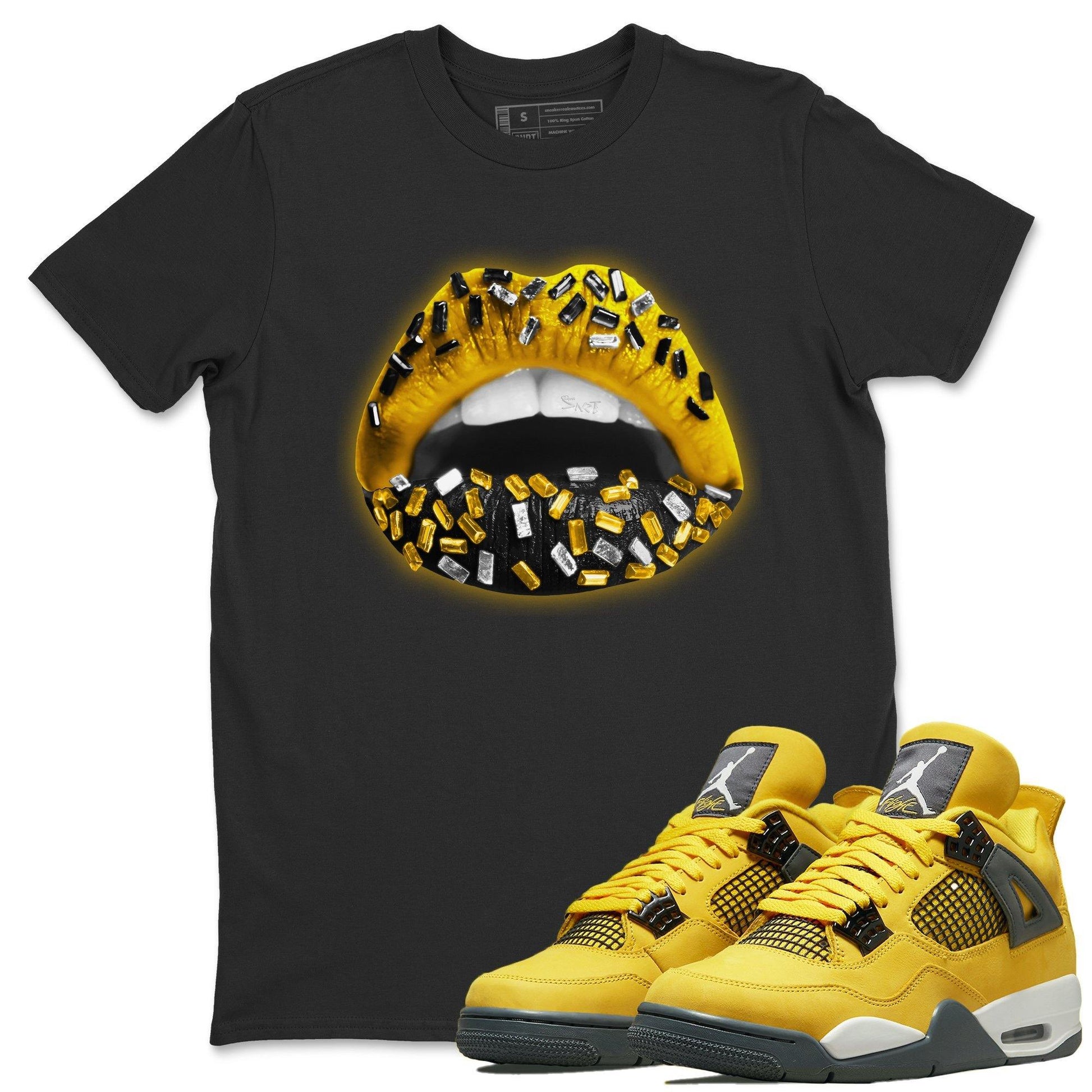 Jordan 4 Lightning Sneaker Match Tees Lips Jewel Sneaker Tees Jordan 4 Lightning Sneaker Release Tees Unisex Shirts