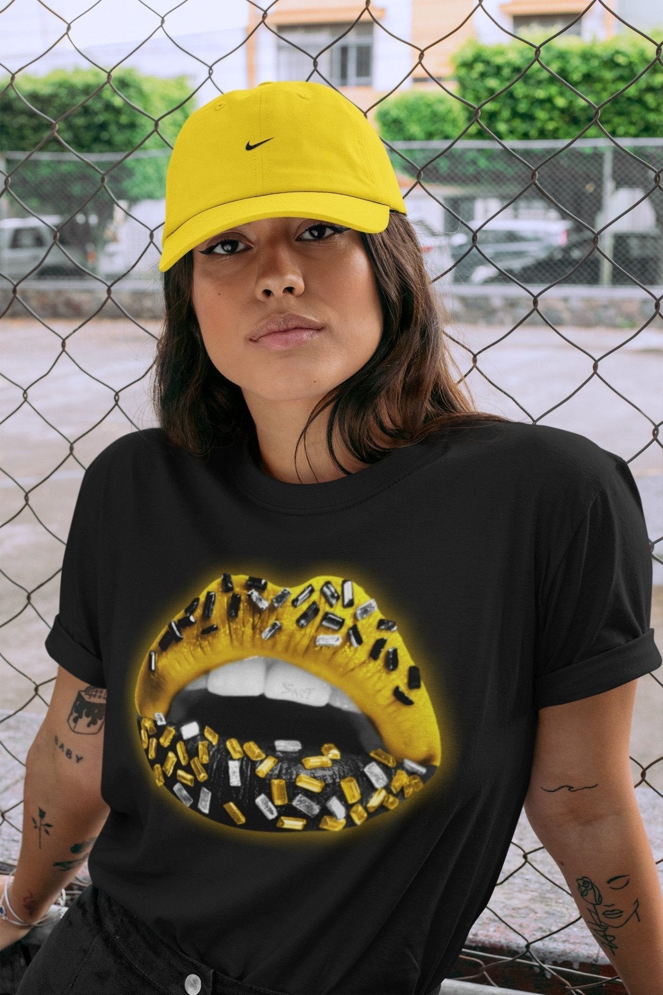 Jordan 4 Lightning Sneaker Match Tees Lips Jewel Sneaker Tees Jordan 4 Lightning Sneaker Release Tees Unisex Shirts