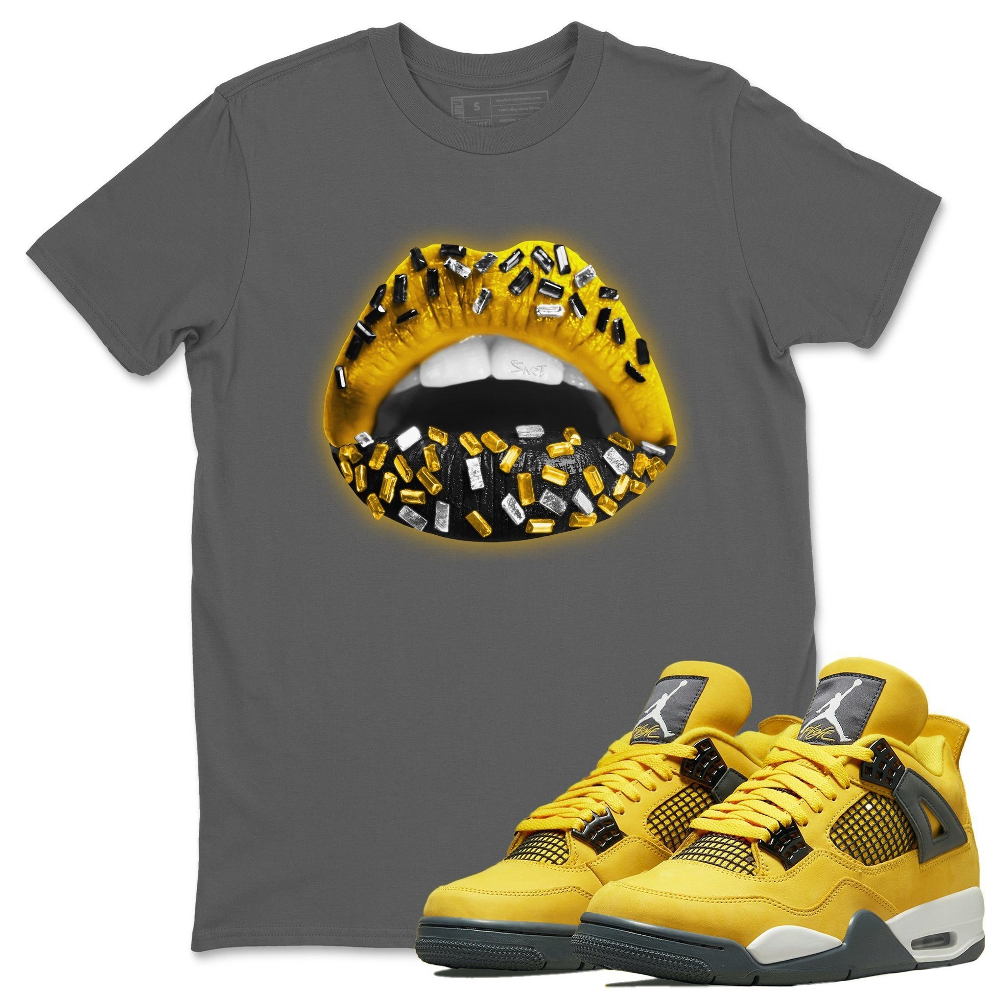 Jordan 4 Lightning Sneaker Match Tees Lips Jewel Sneaker Tees Jordan 4 Lightning Sneaker Release Tees Unisex Shirts