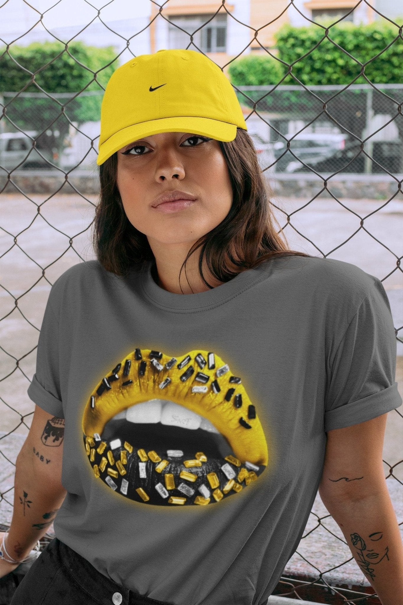Jordan 4 Lightning Sneaker Match Tees Lips Jewel Sneaker Tees Jordan 4 Lightning Sneaker Release Tees Unisex Shirts