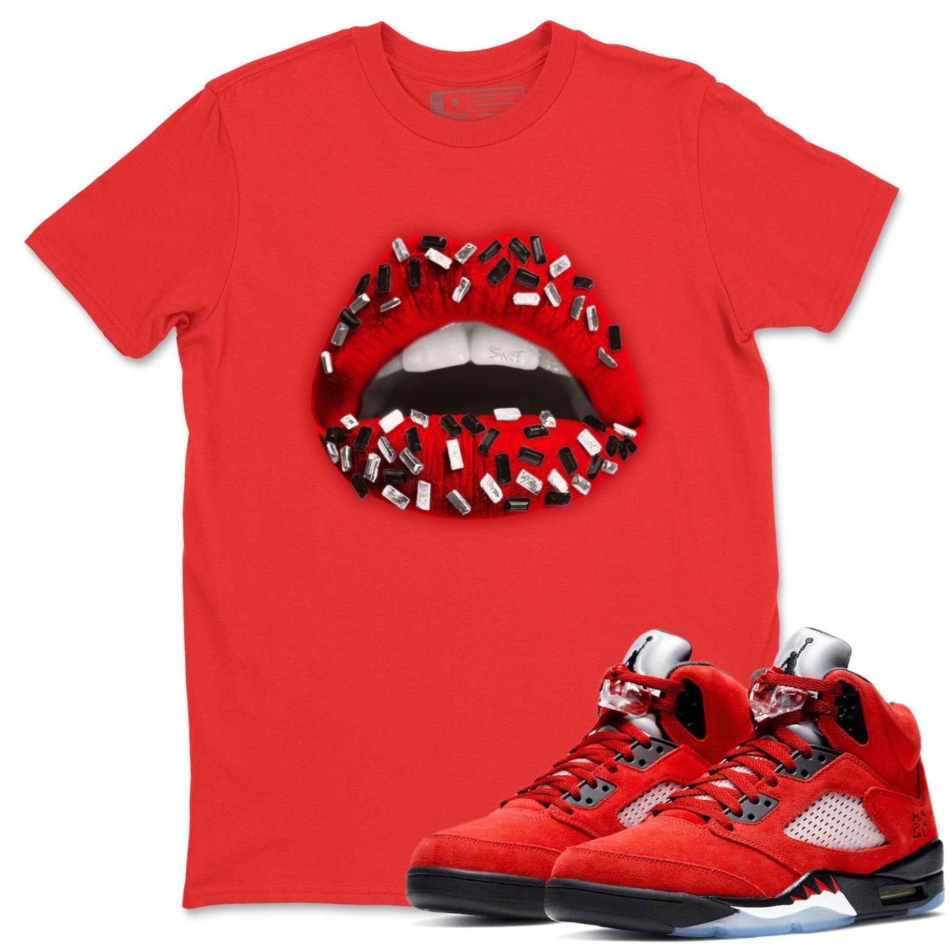 Jordan 5 Raging Bull Sneaker Match Tees Lips Jewel Sneaker Tees Jordan 5 Raging Bull Sneaker Release Tees Unisex Shirts