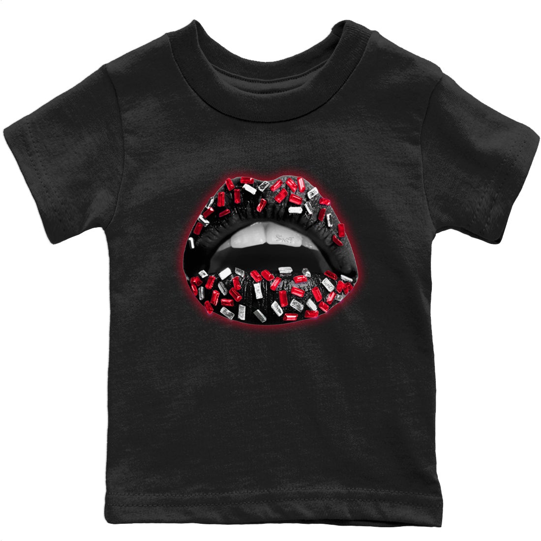 Jordan 1 Bred Patent Sneaker Match Tees Lips Jewel Sneaker Tees Jordan 1 Bred Patent Sneaker Release Tees Kids Shirts