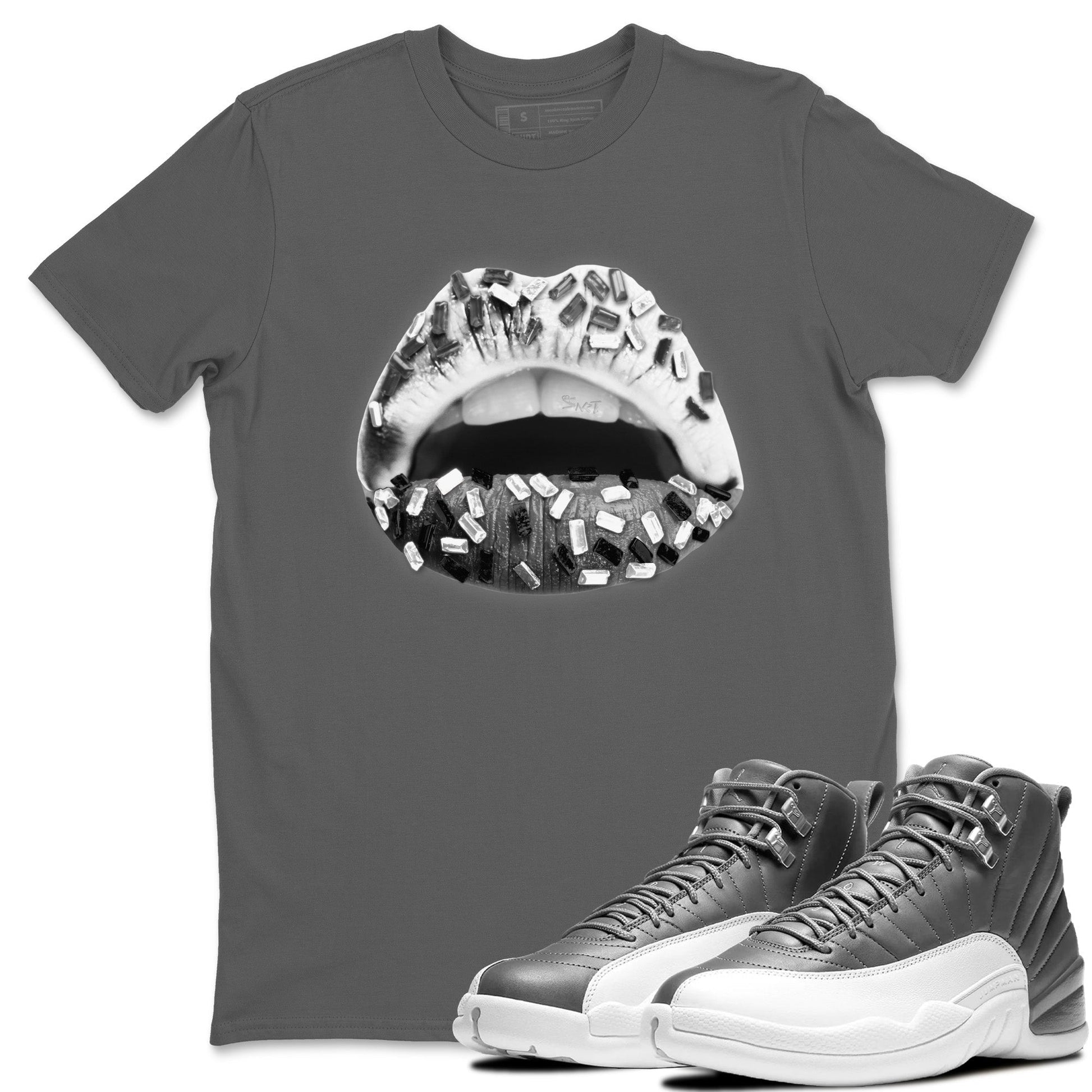 Jordan 12 Stealth Sneaker Match Tees Lips Jewel Sneaker Tees Jordan 12 Stealth Sneaker Release Tees Unisex Shirts