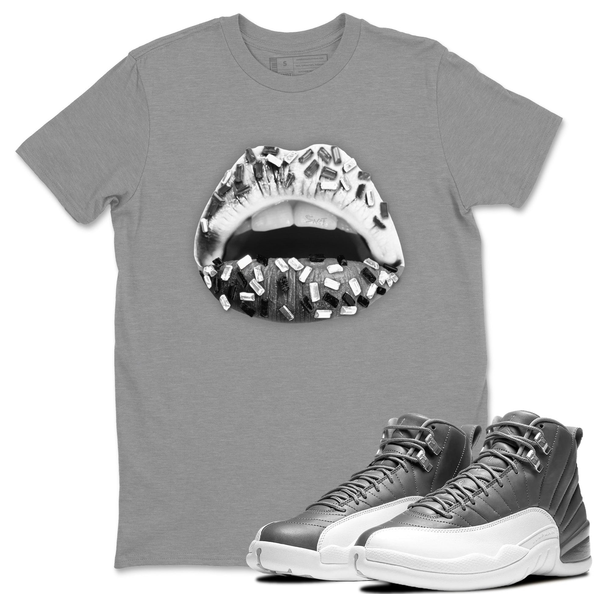 Jordan 12 Stealth Sneaker Match Tees Lips Jewel Sneaker Tees Jordan 12 Stealth Sneaker Release Tees Unisex Shirts