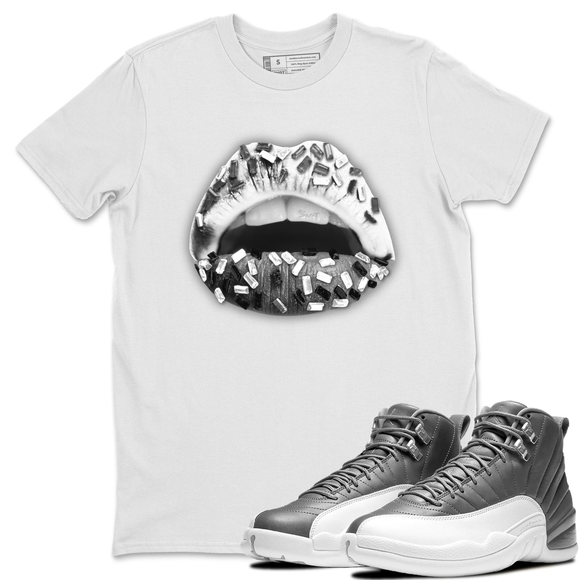 Jordan 12 Stealth Sneaker Match Tees Lips Jewel Sneaker Tees Jordan 12 Stealth Sneaker Release Tees Unisex Shirts