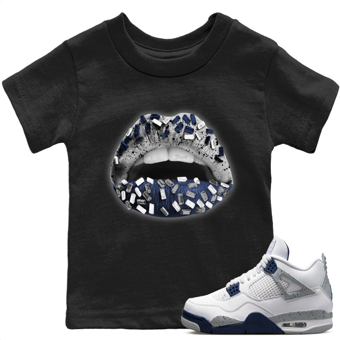Jordan 4 Midnight Navy Sneaker Match Tees Lips Jewel Sneaker Tees Jordan 4 Midnight Navy Sneaker Release Tees Kids Shirts