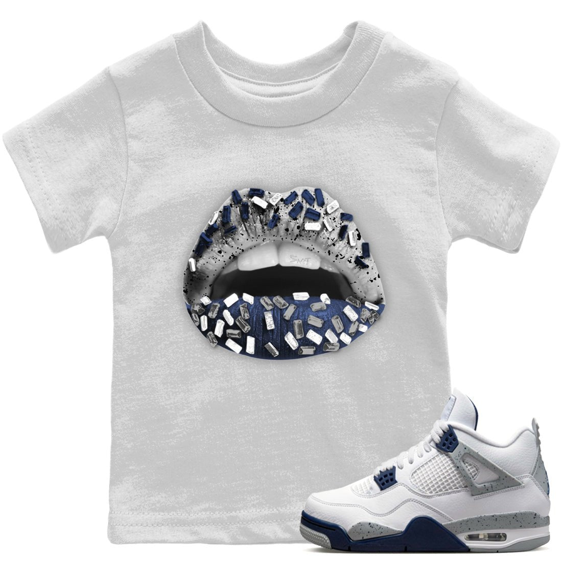 Jordan 4 Midnight Navy Sneaker Match Tees Lips Jewel Sneaker Tees Jordan 4 Midnight Navy Sneaker Release Tees Kids Shirts