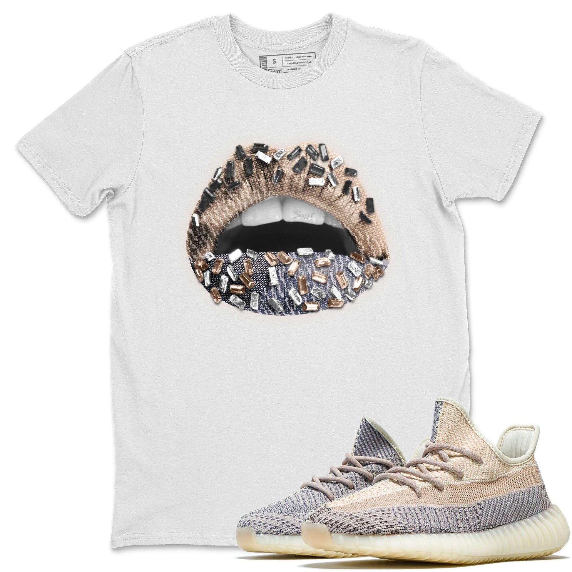 Yeezy 350 Ash Pearl Sneaker Match Tees Lips Jewel Sneaker Tees Yeezy 350 Ash Pearl Sneaker Release Tees Unisex Shirts