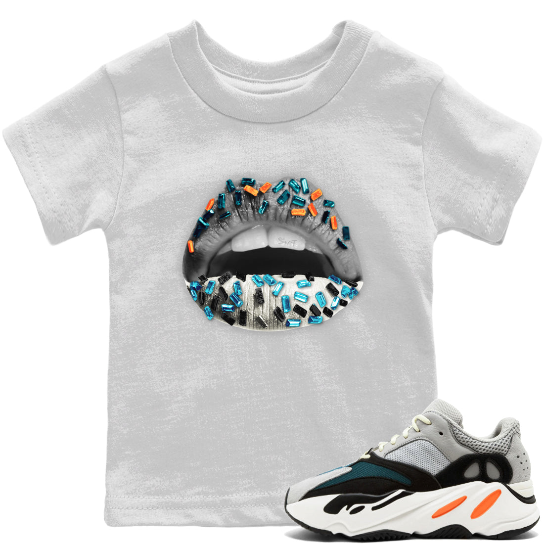 Yeezy 700 Wave Runner Sneaker Match Tees Lips Jewel Sneaker Tees Yeezy 700 Wave Runner Sneaker Release Tees Kids Shirts