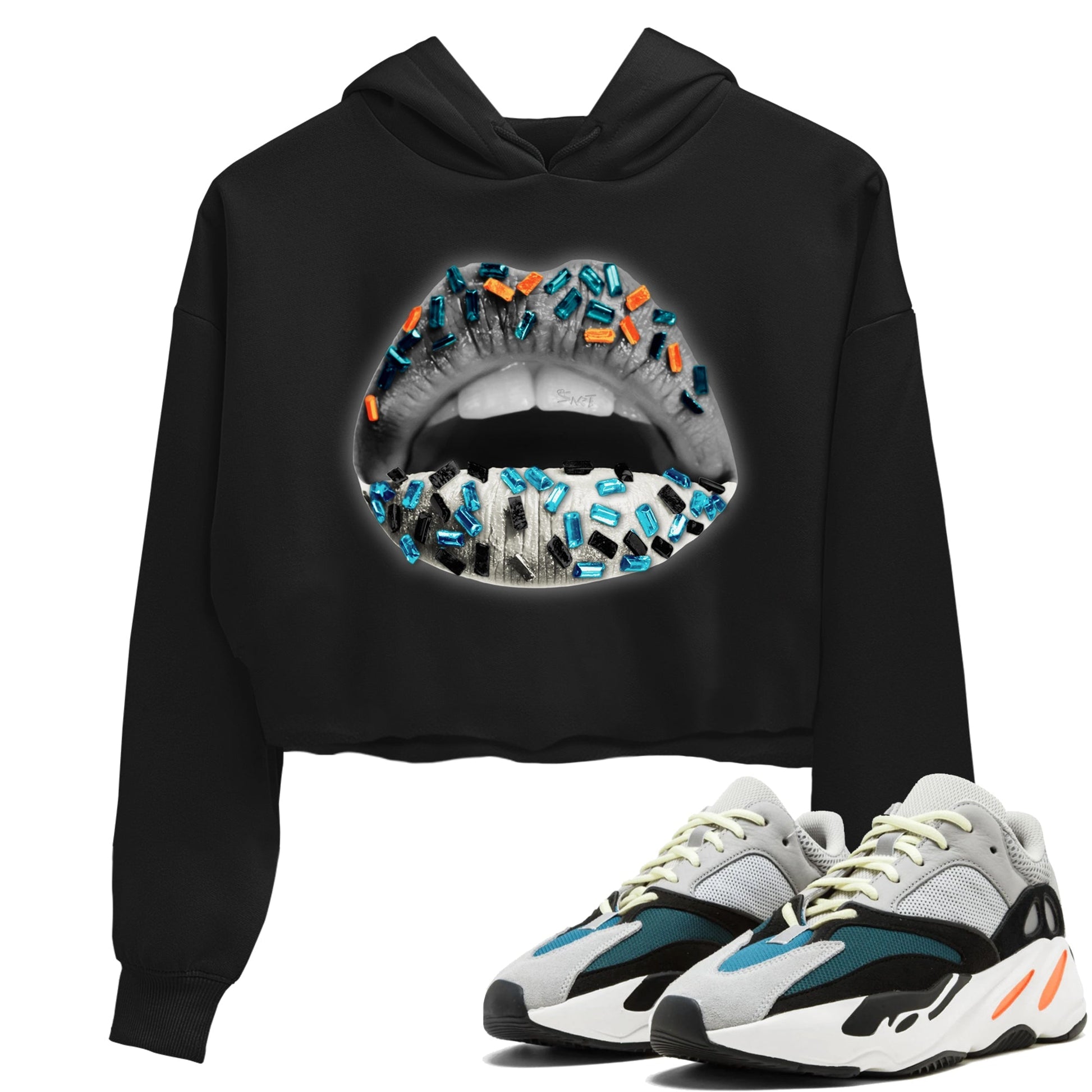 Yeezy 700 Wave Runner Sneaker Match Tees Lips Jewel Sneaker Tees Yeezy 700 Wave Runner Sneaker Release Tees Women's Shirts