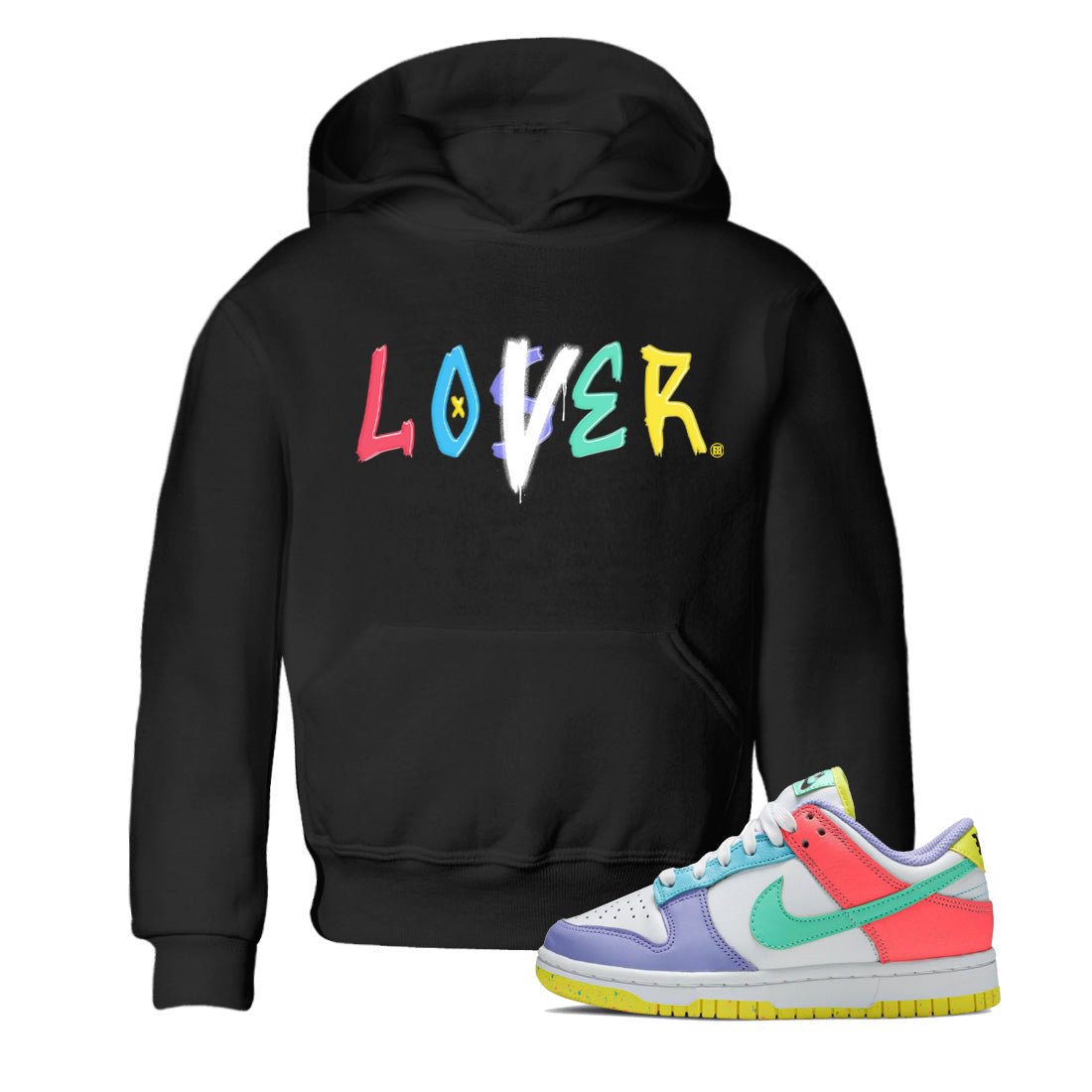 Dunk Easter Candy Loser Lover Baby and Kids Sneaker Tees Holiday Easter T-Shirt Kids Sneaker Tees Washing and Care Tip