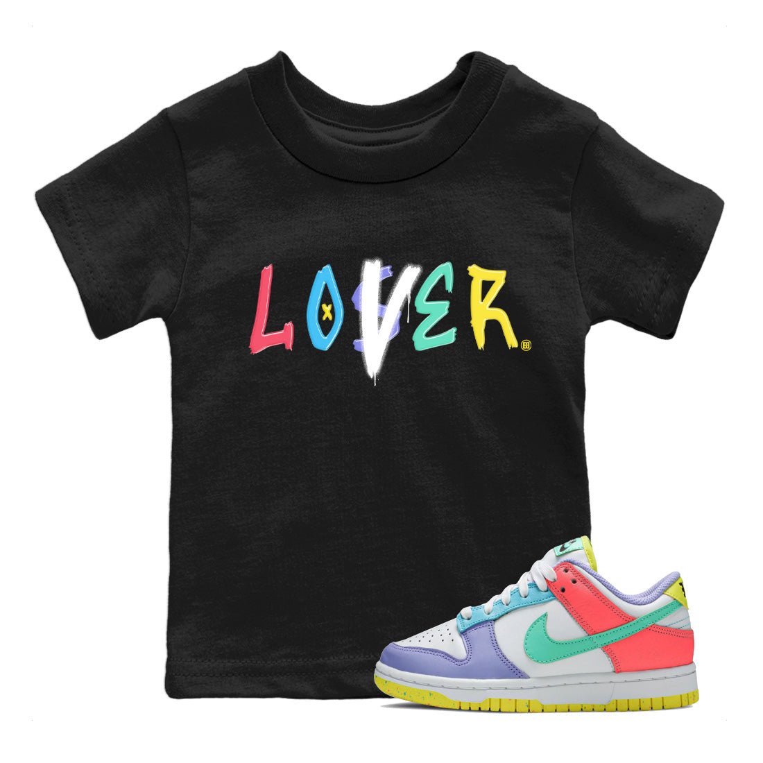 Dunk Easter Candy Sneaker Match Tees Loser Lover Sneaker Tees Holiday Easter T-Shirt Sneaker Release Tees Kids Shirts Black 1