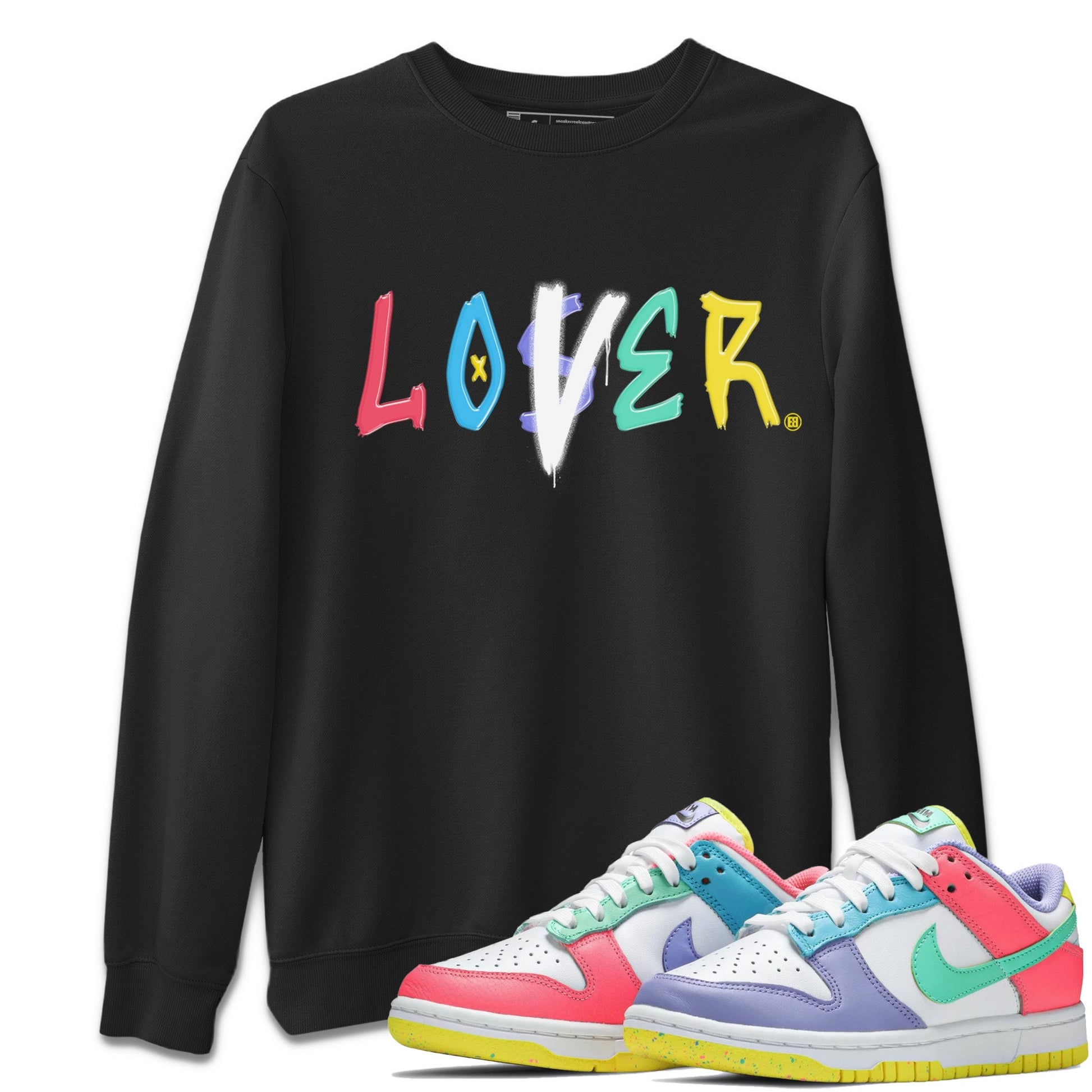 Dunk Easter Candy Loser Lover Crew Neck Sneaker Tees Holiday Easter T-Shirt Sneaker T-Shirts Size Chart