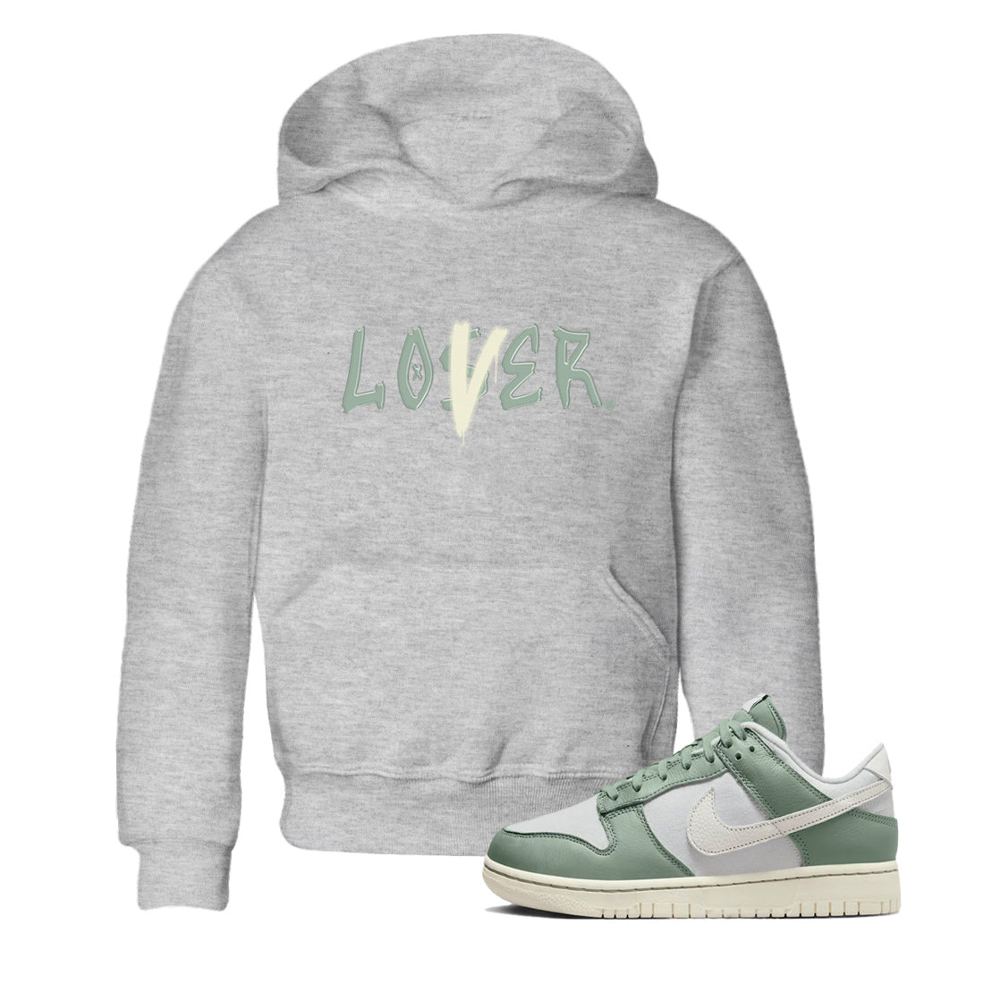 Dunk Low Mica Green Shirts Loser Lover Sneaker Tees Dunk Mica Green Sneaker Release Tees Kids Shirts Heather Grey 1