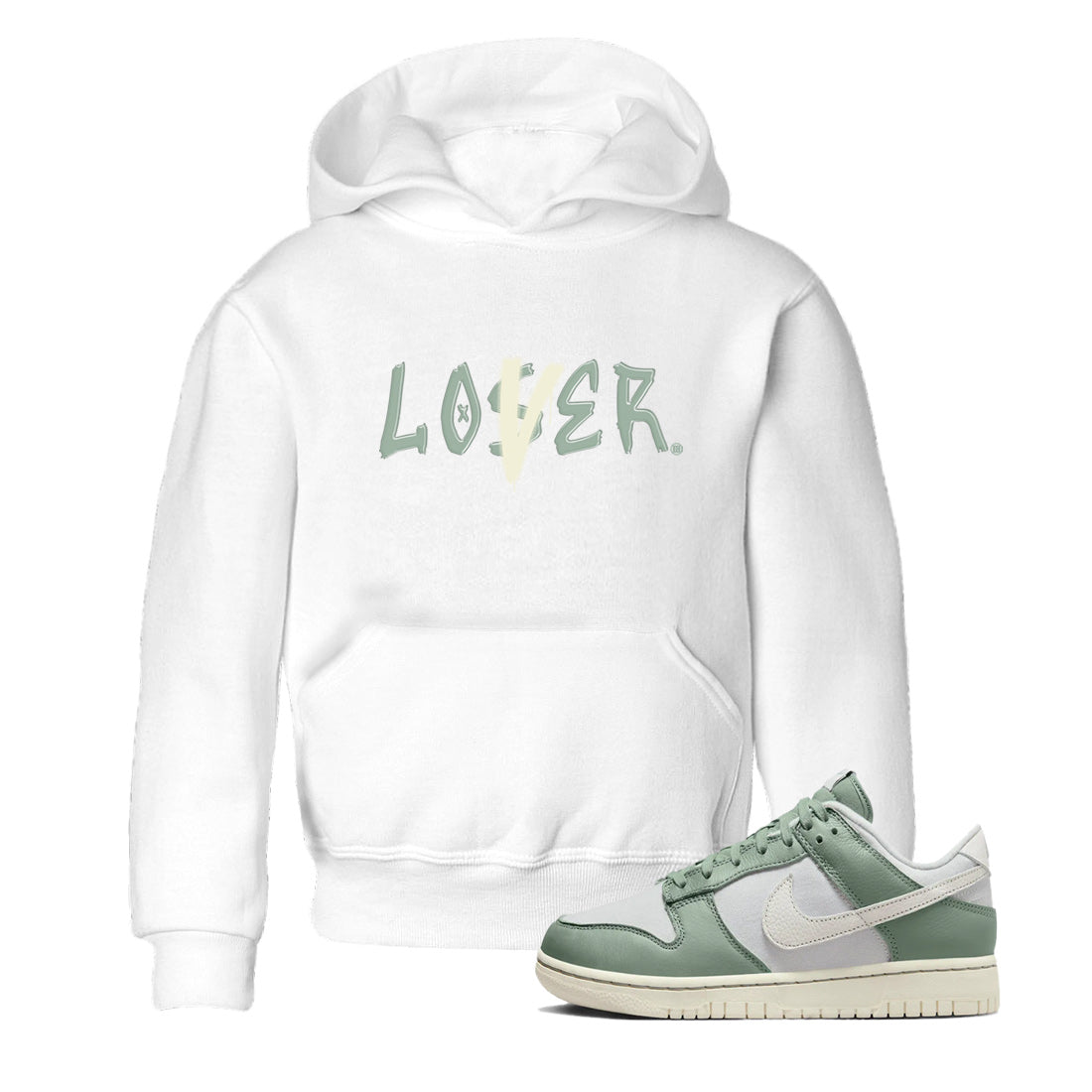 Dunk Low Mica Green Shirts Loser Lover Sneaker Tees Dunk Mica Green Sneaker Release Tees Kids Shirts White 1