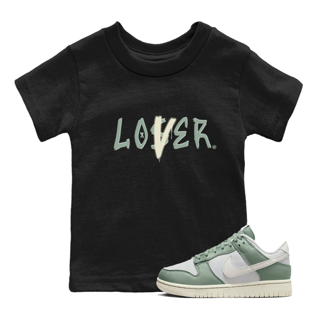 Dunk Low Mica Green Shirts Loser Lover Sneaker Tees Dunk Mica Green Sneaker Release Tees Kids Shirts Black 1