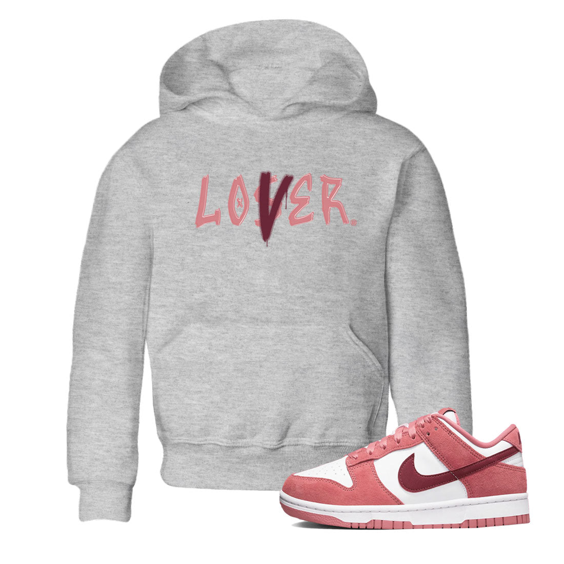 Dunks Valentine's Day shirt to match jordans Special Valentine Day Clothes jordans Loser Lover sneaker tees Dunk Valentine's Day SNRT sneaker release tees baby toddler Heather Grey 1 cotton Shirt