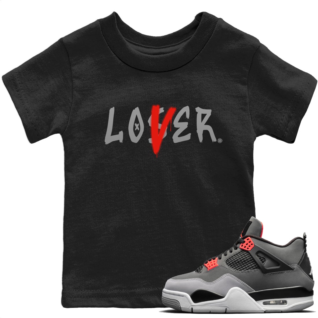 Jordan 4 Infrared Sneaker Match Tees Loser Lover Sneaker Tees Jordan 4 Infrared Sneaker Release Tees Kids Shirts