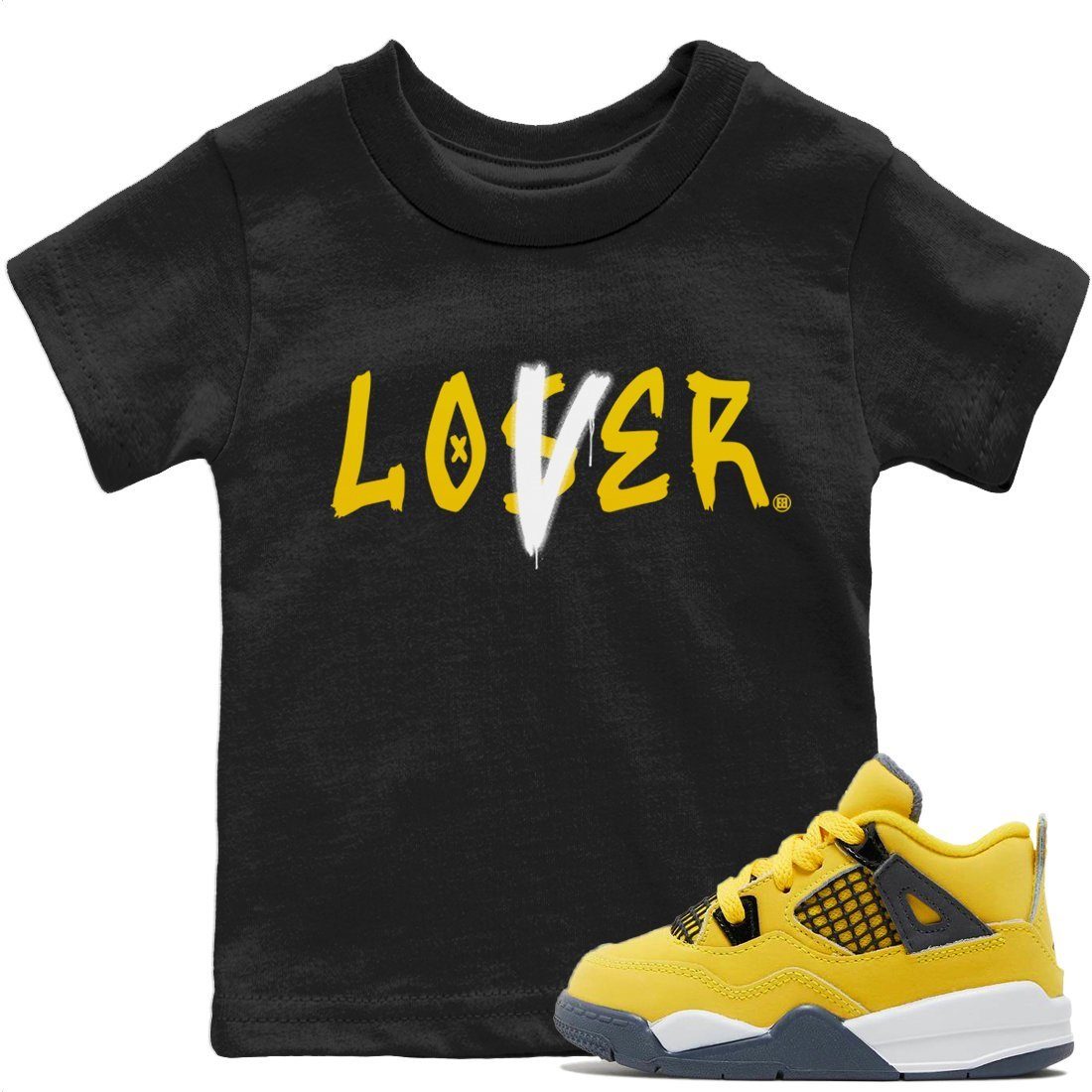 Jordan 4 Lightning Sneaker Match Tees Loser Lover Sneaker Tees Jordan 4 Lightning Sneaker Release Tees Kids Shirts