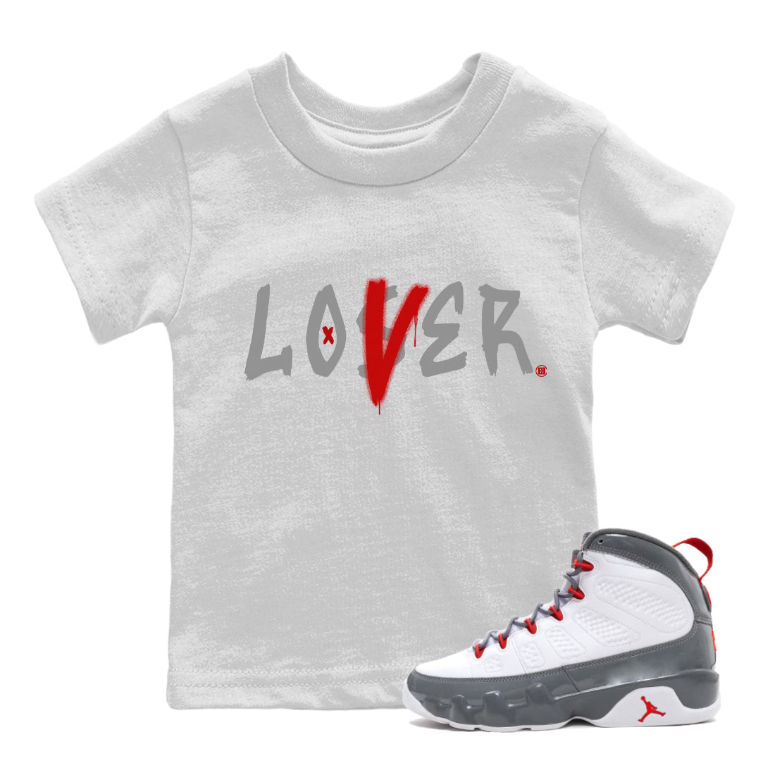 Jordan 9 Fire Red Sneaker Match Tees Loser Lover Sneaker Tees Jordan 9 Fire Red Sneaker Release Tees Kids Shirts