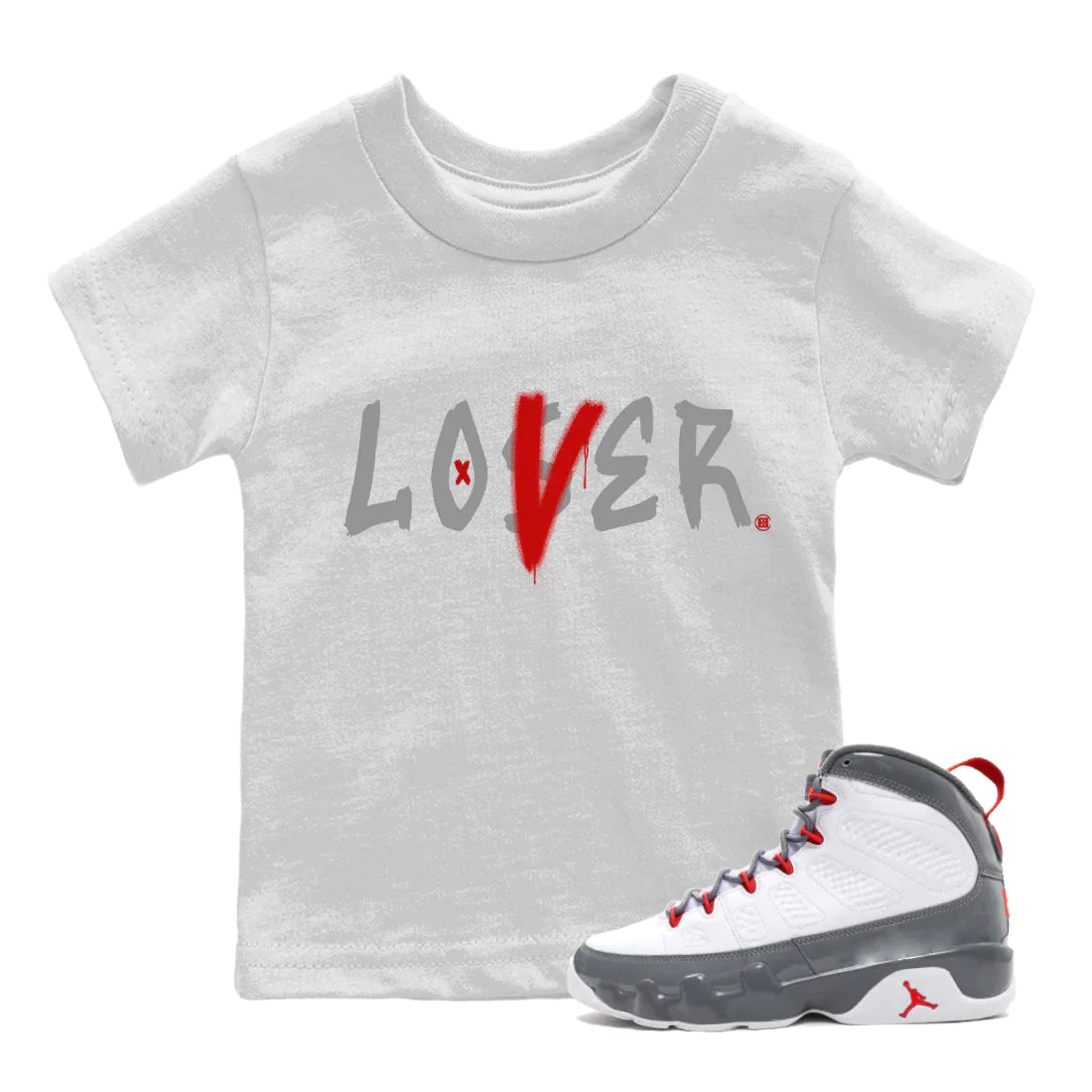 Jordan 9 Fire Red Sneaker Match Tees Loser Lover Sneaker Tees Jordan 9 Fire Red Sneaker Release Tees Kids Shirts