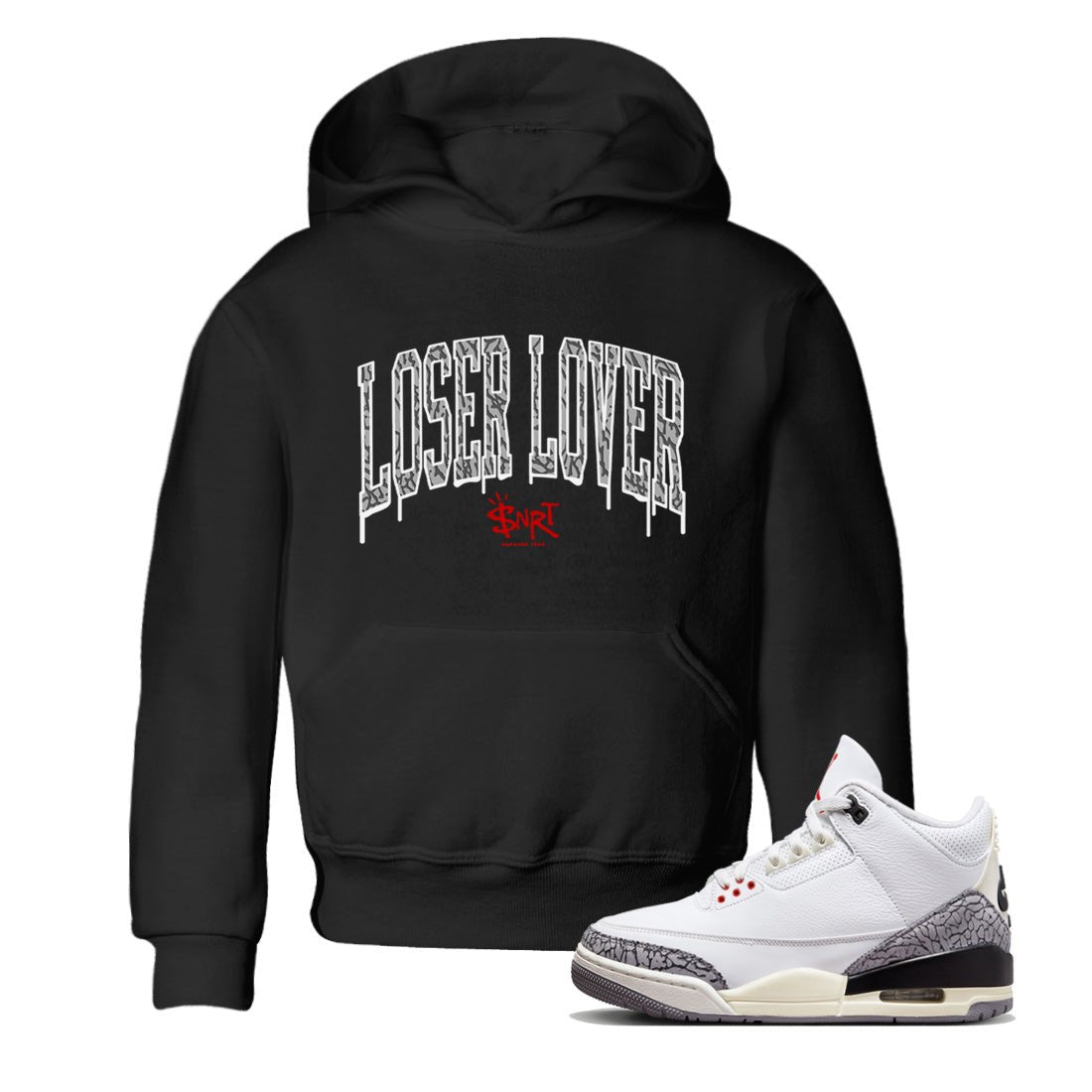 Air Jordan 3 White Cement Loser Lover Letter Baby and Kids Sneaker Tees Air Jordan 3 Retro White Cement Kids Sneaker Tees Washing and Care Tip