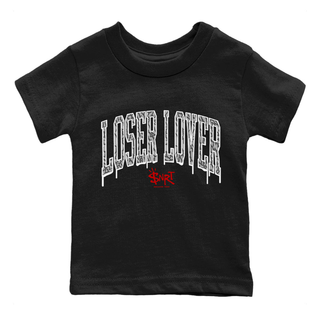 Air Jordan 3 White Cement Sneaker Match Tees Loser Lover Letter Sneaker Tees Air Jordan 3 Retro White Cement Sneaker Release Tees Kids Shirts Black 2
