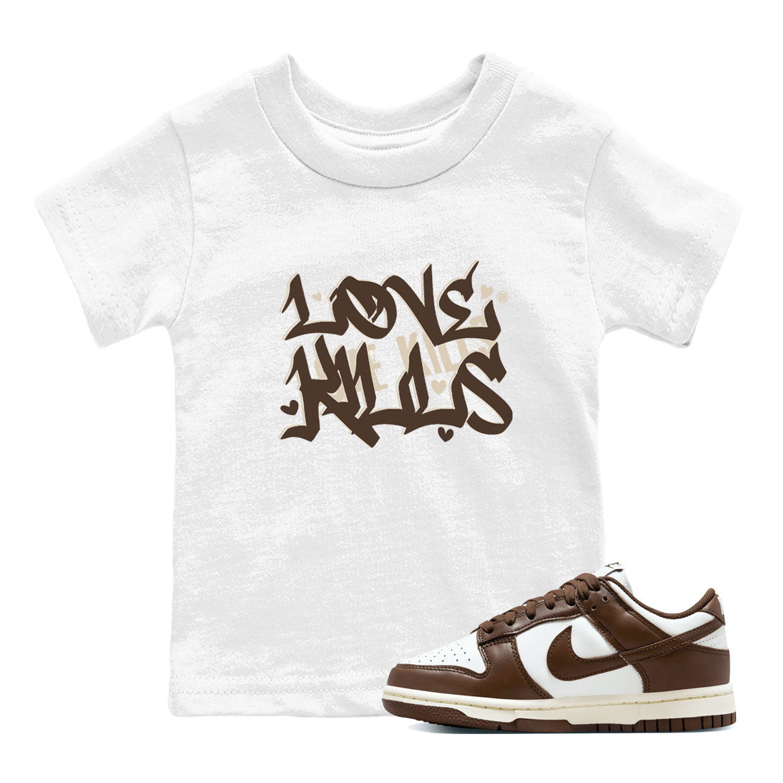 Dunk Low WMNS Cacao Wow sneaker shirt to match jordans Love Kills sneaker tees Dunk Cacao Wow SNRT Sneaker Release Tees Baby Toddler White 1 T-Shirt