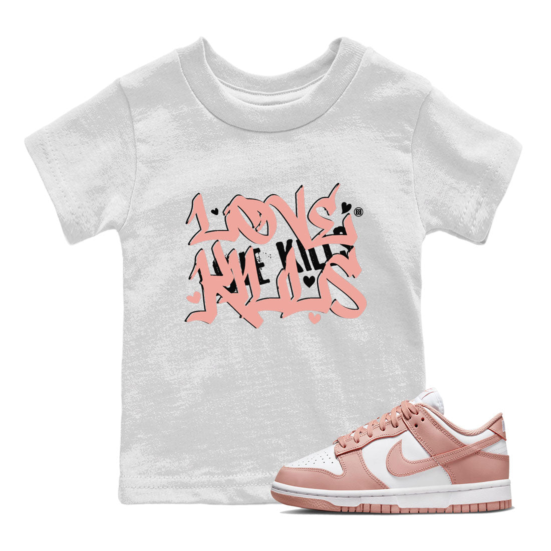 Dunks Low Rose Whisper shirt to match jordans Love Kills sneaker tees Dunk Rose Whisper SNRT Sneaker Release Tees Baby Toddler White 1 T-Shirt