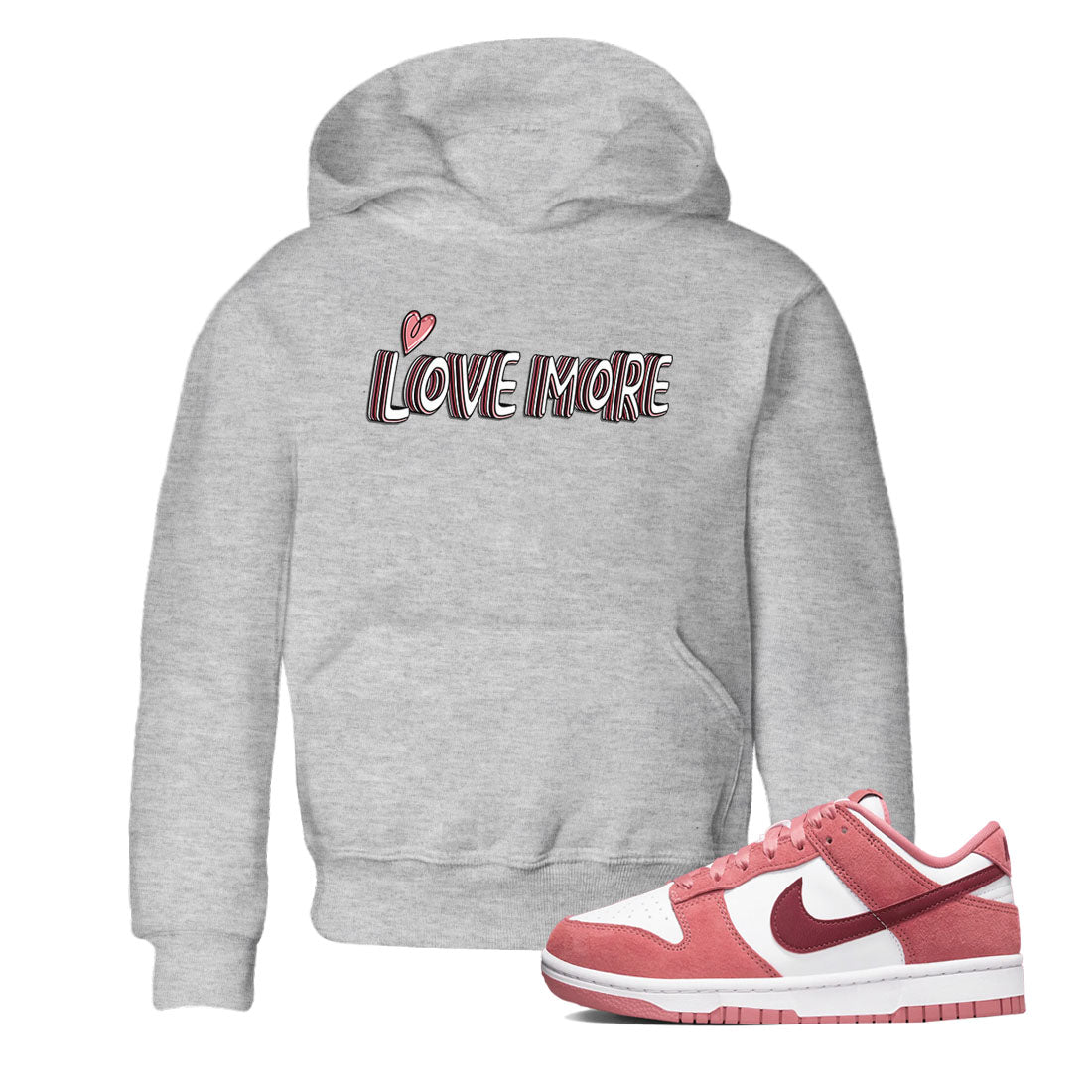 Dunk Valentine's Day shirt to match jordans Love More sneaker tees Dunks Valentine's Day SNRT sneaker release tees baby toddler Heather Grey 1 cotton Shirt