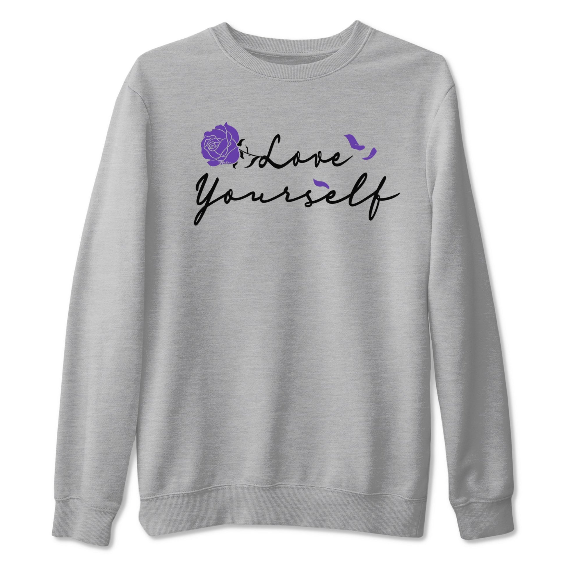 Love Yourself sneaker match tees to Court Purple Dunks street fashion brand for shirts to match Jordans SNRT Sneaker Tees Dunk Low Court Purple unisex t-shirt Heather Grey 2 unisex shirt