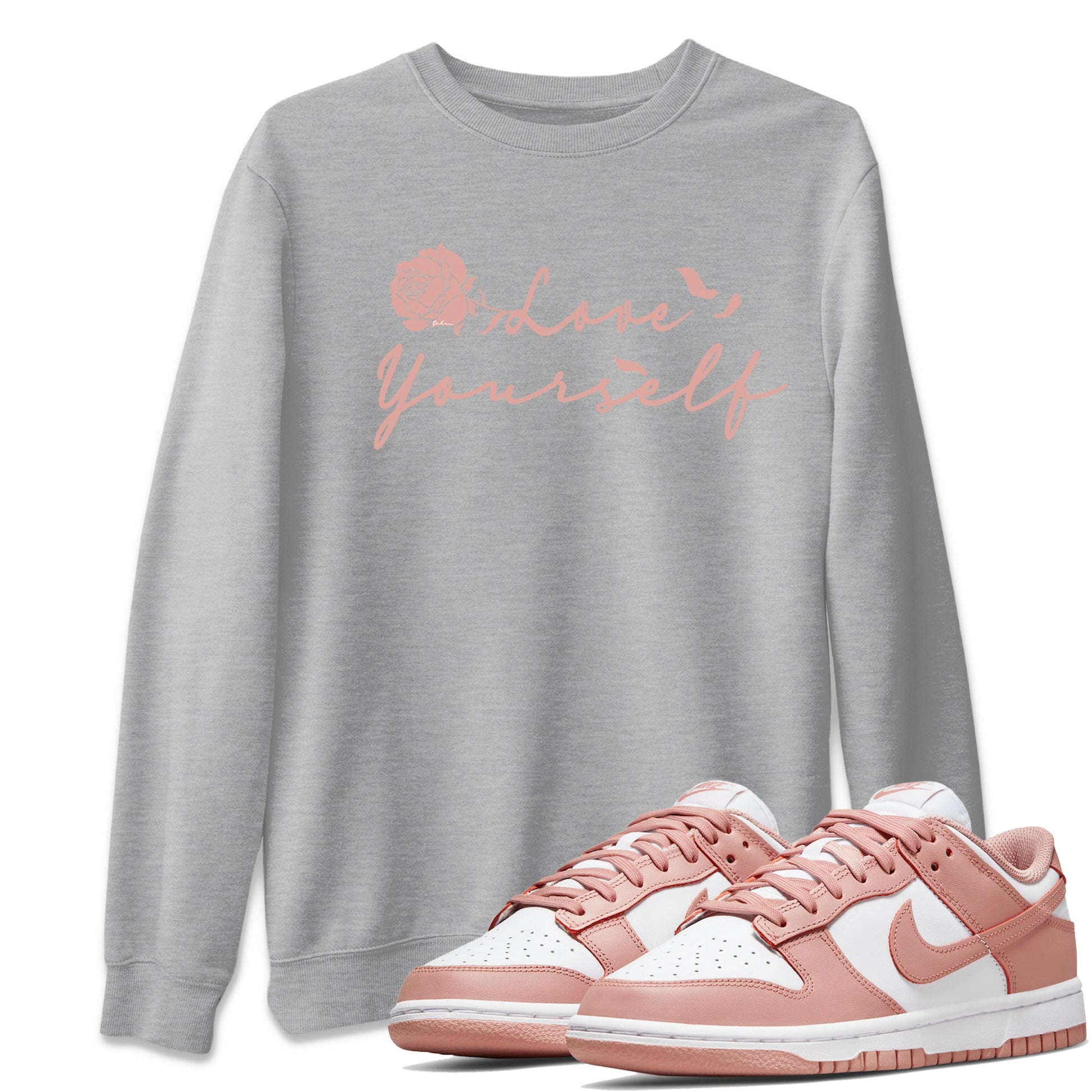 Dunk Low WMNS Rose Whisper shirt to match jordans Love Yourself sneaker tees Dunk Low WMNS Rose Whisper SNRT Sneaker Release Tees Unisex Heather Grey 1 T-Shirt