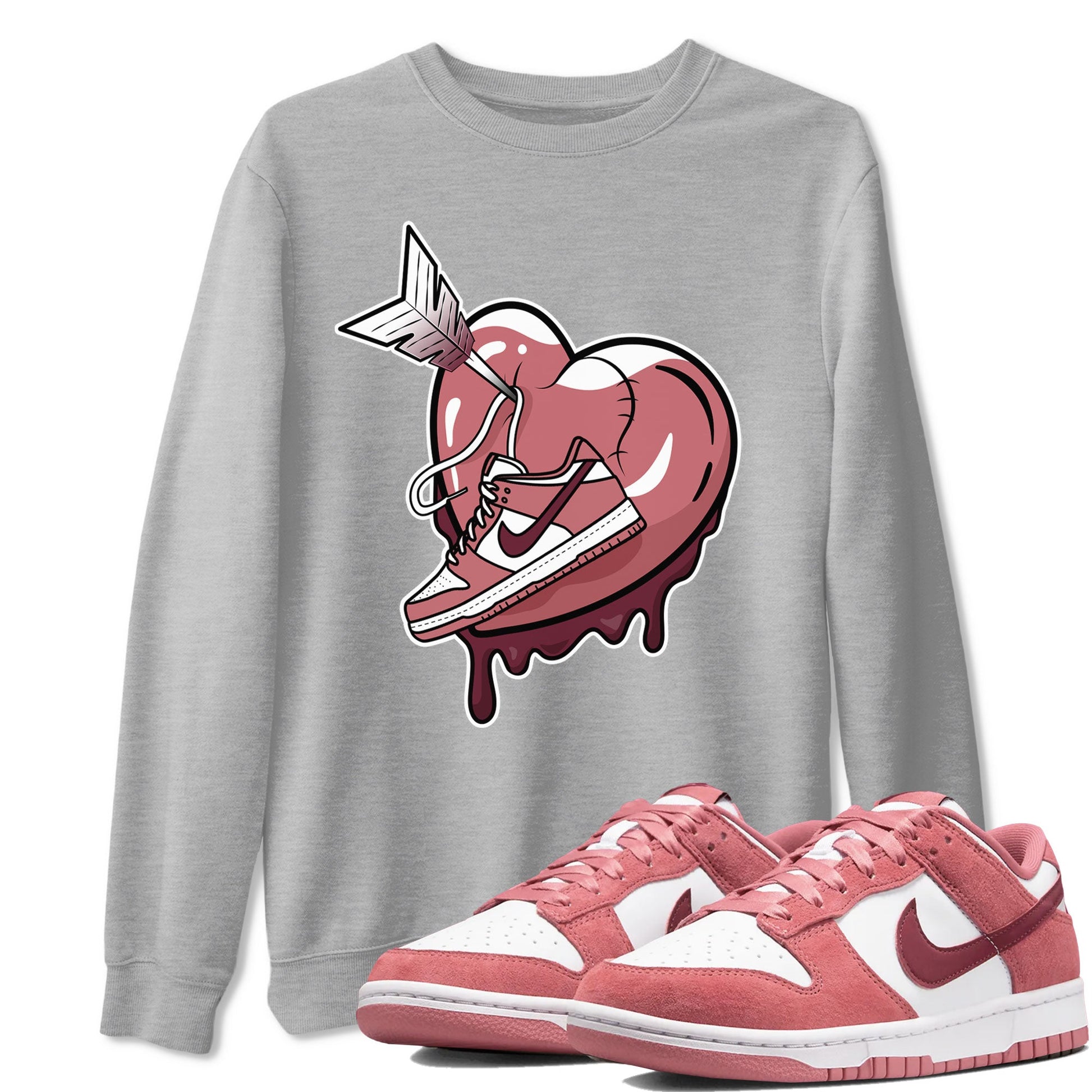 Dunk Valentines Day shirt to match jordans Mad In Love sneaker tees Dunk Low Valentine's Day SNRT Sneaker Release Tees Cotton Sneaker Tee Heather Grey 1 T-Shirt