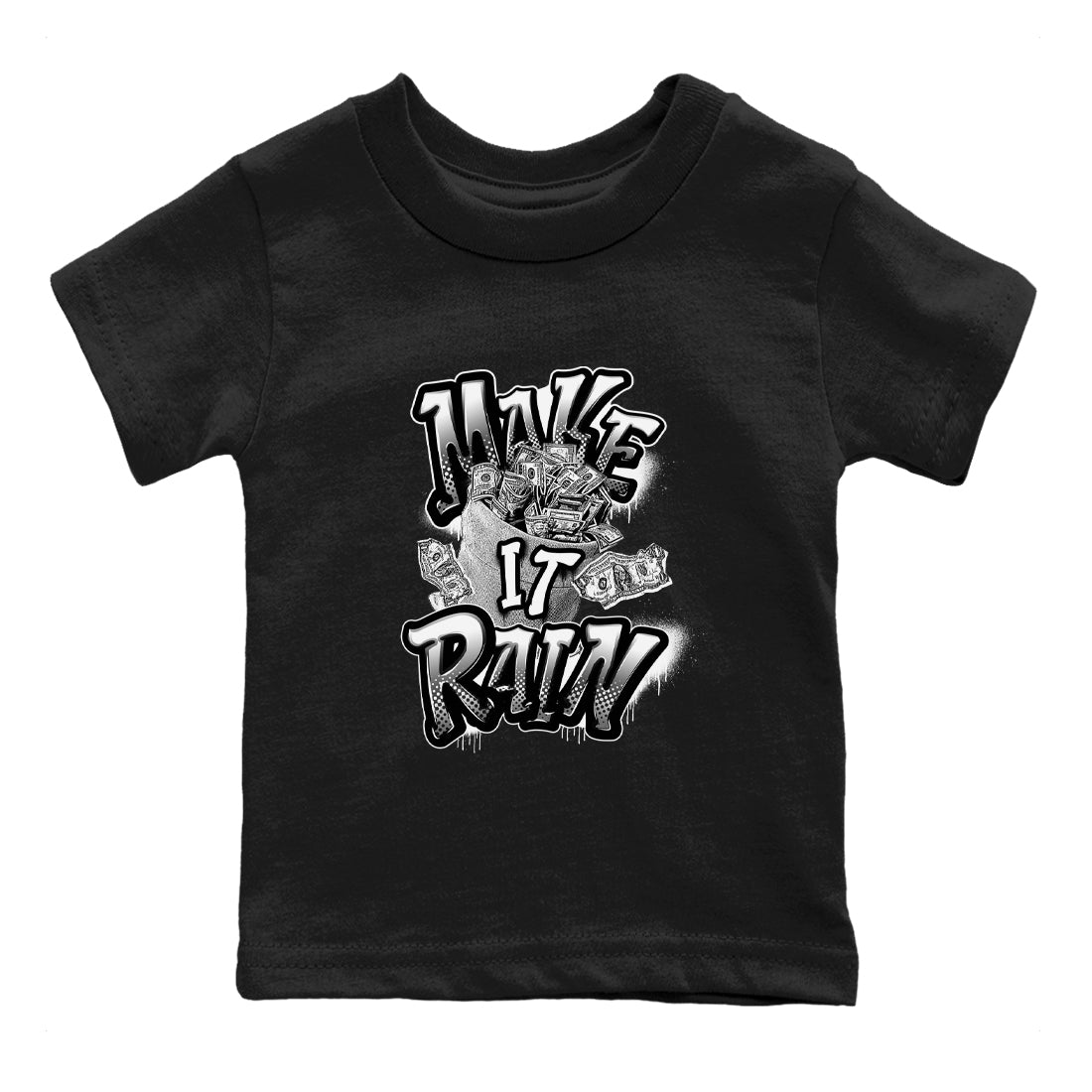 1s Black White shirt to match jordans Make It Rain Money sneaker tees Air Jordan 1 High OG Black White SNRT sneaker release tees baby toddler Black 2 cotton Shirt