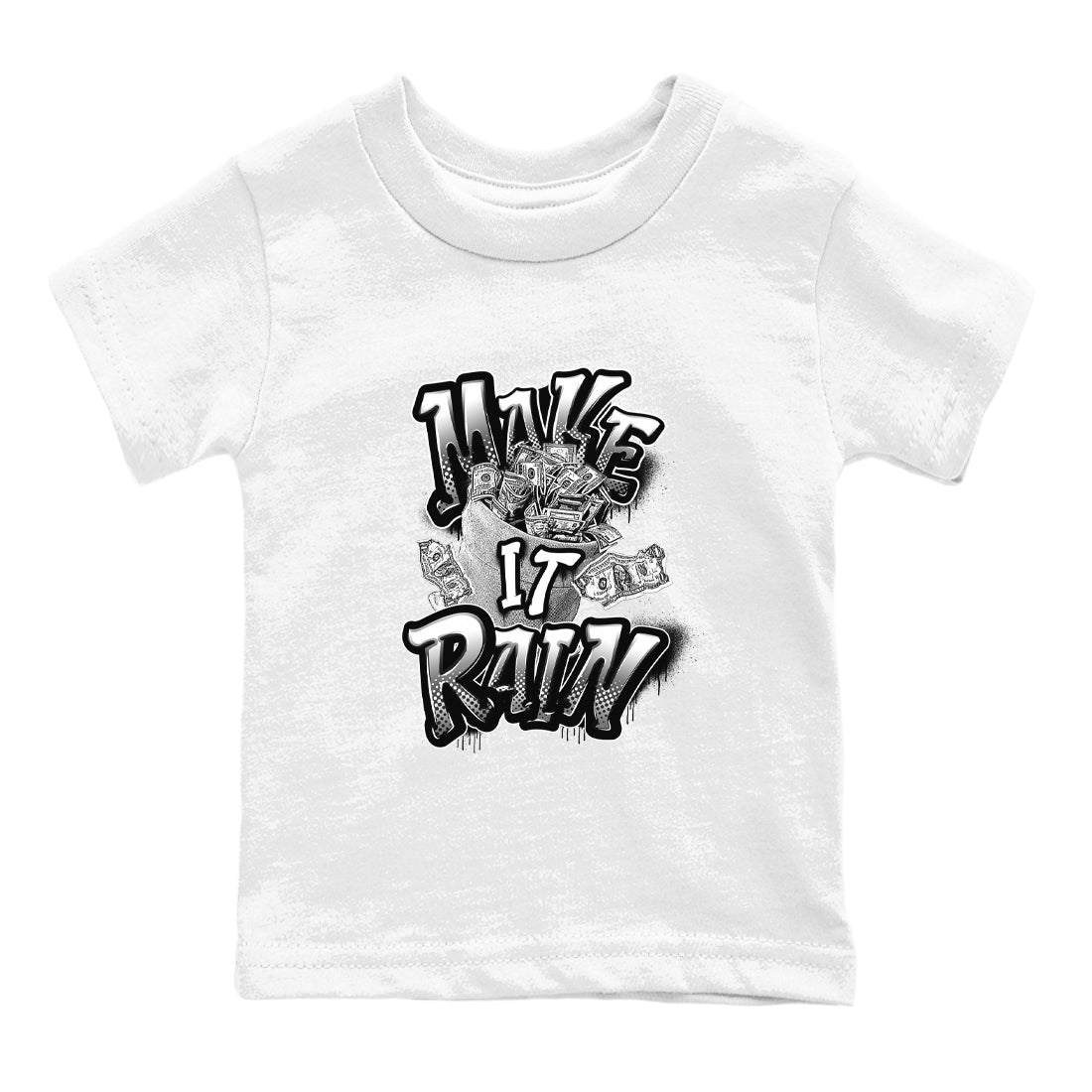 1s Black White shirt to match jordans Make It Rain Money sneaker tees Air Jordan 1 High OG Black White SNRT sneaker release tees baby toddler White 2 cotton Shirt