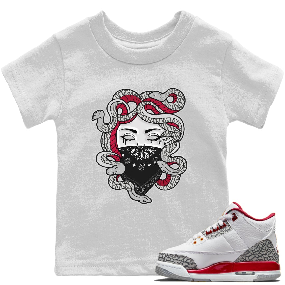 Jordan 3 Cardinal Sneaker Match Tees Medusa Sneaker Tees Jordan 3 Cardinal Sneaker Release Tees Kids Shirts