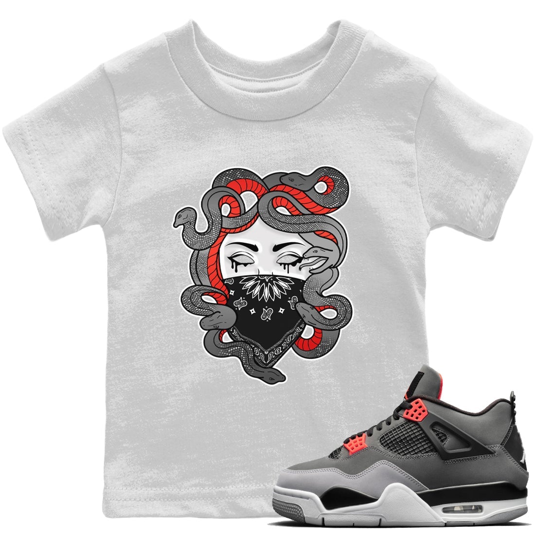 Jordan 4 Infrared Sneaker Match Tees Medusa Sneaker Tees Jordan 4 Infrared Sneaker Release Tees Kids Shirts
