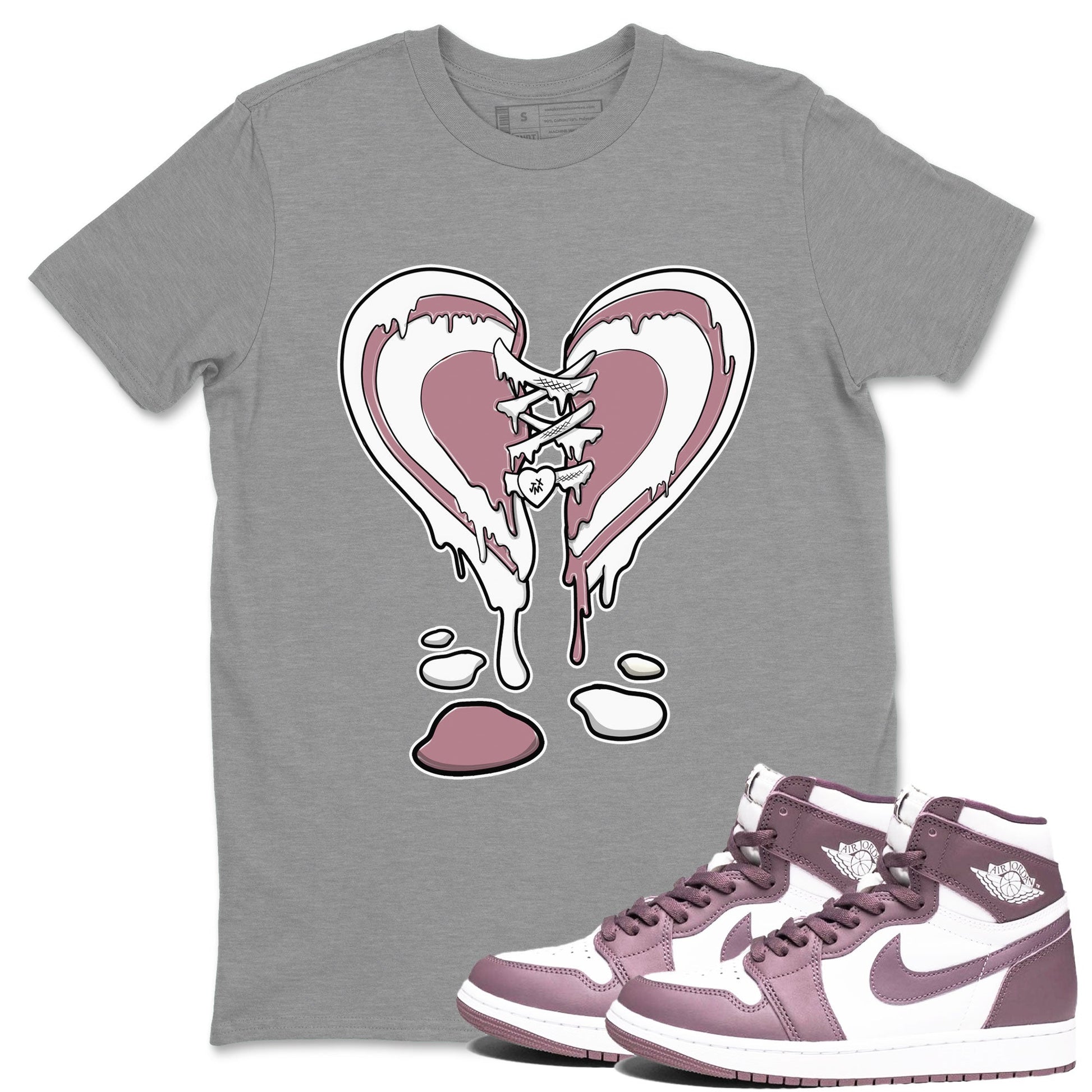Air Jordan 1 High OG WMNS Mauve shirt to match jordans Melting Heart sneaker tees Air Jordan 1 Mauve SNRT Sneaker Release Tees Unisex Heather Grey 1 T-Shirt